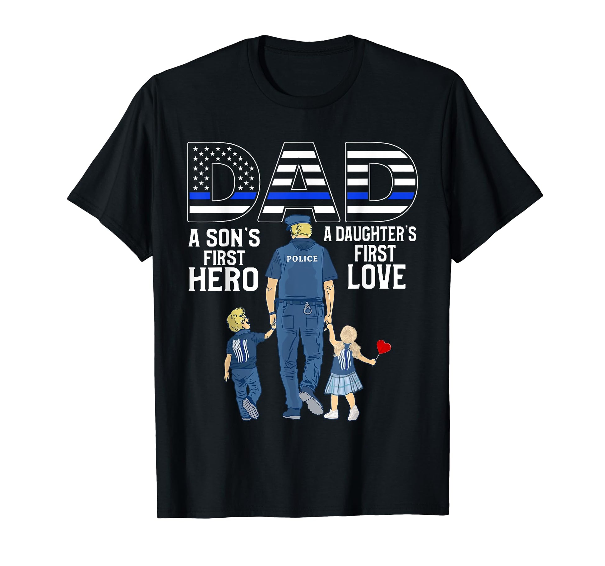 Proud Police Dad Police Officer Dad T-Shirt - Custom Art Print Men Women - T-Shirt, Sweatshirt, Hoodie