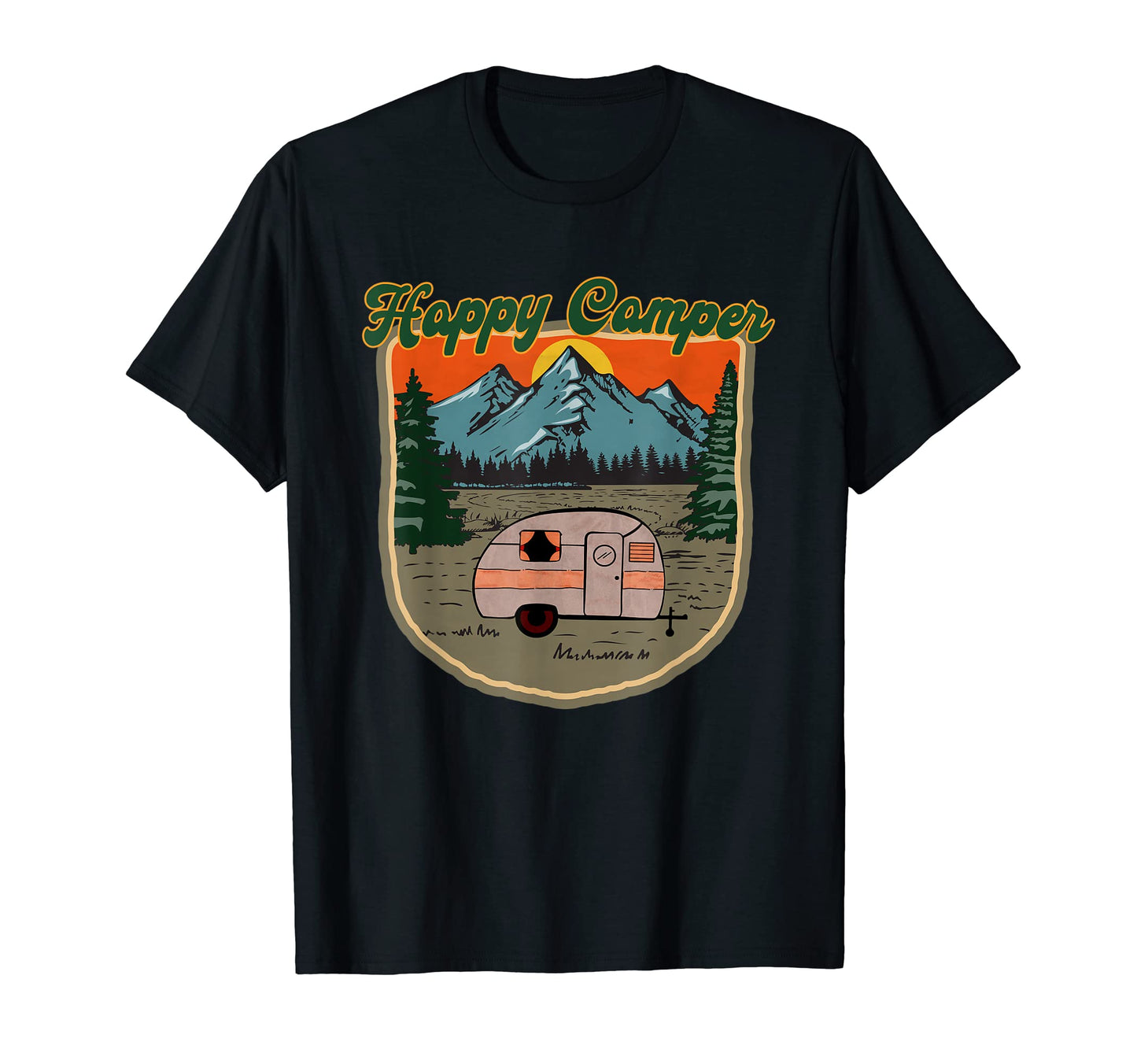 Happy Camper Camp Dad Mountain T-Shirt - Novelty Apparel for Adults - T-Shirt, Sweatshirt, Hoodie