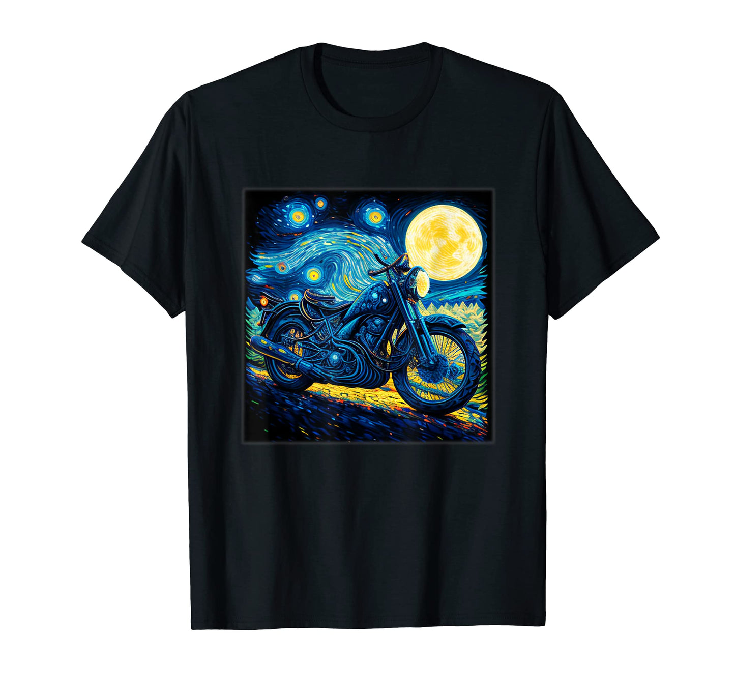 Motorcycle Van Gogh Dad Biker Rider Bike T-Shirt - Unique Graphic Men Women - T-Shirt, Sweatshirt, Hoodie