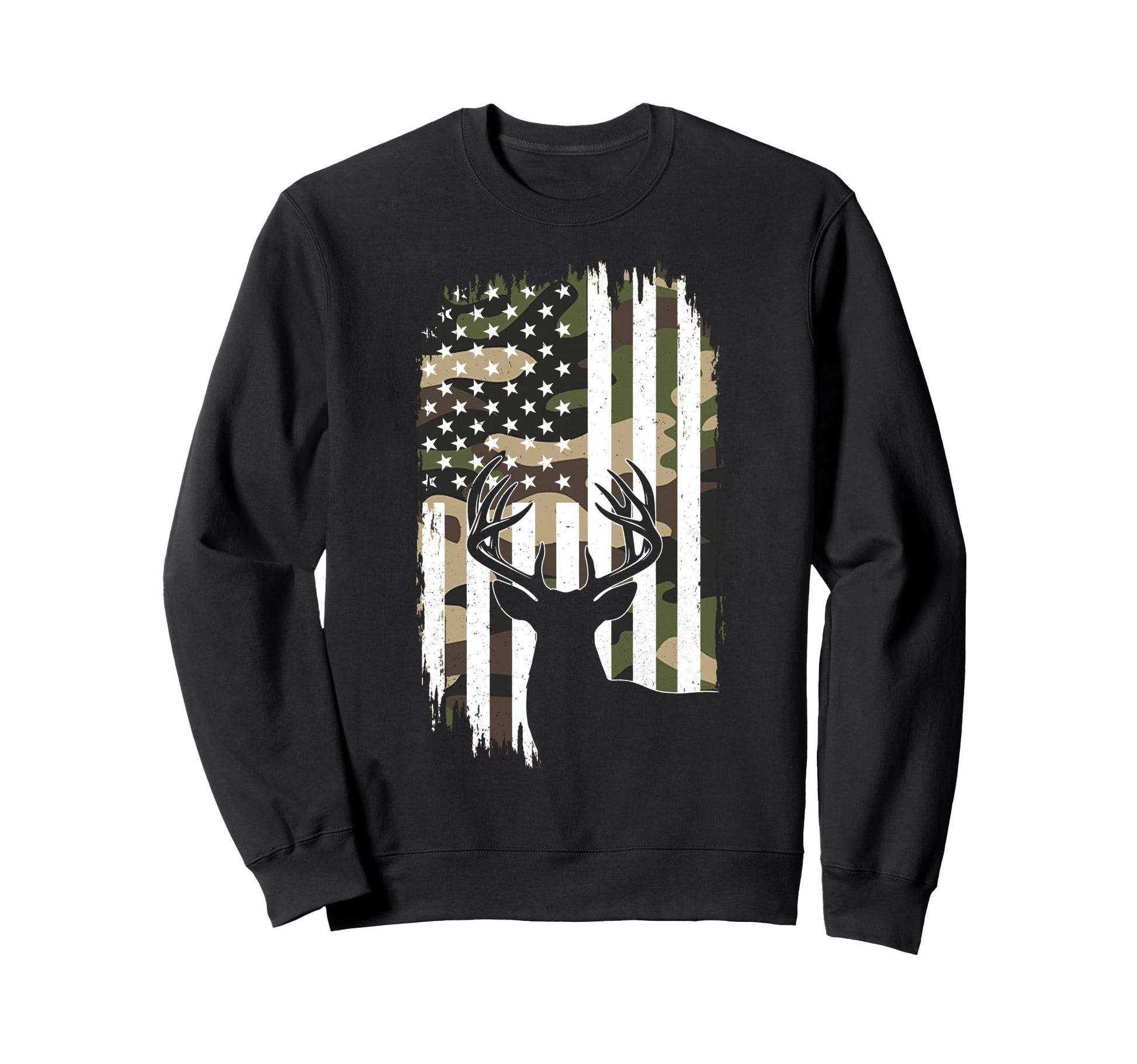 Deer Hunting Camoflage American Flag Sweatshirt - Novelty Apparel Unisex - T-Shirt, Sweatshirt, Hoodie