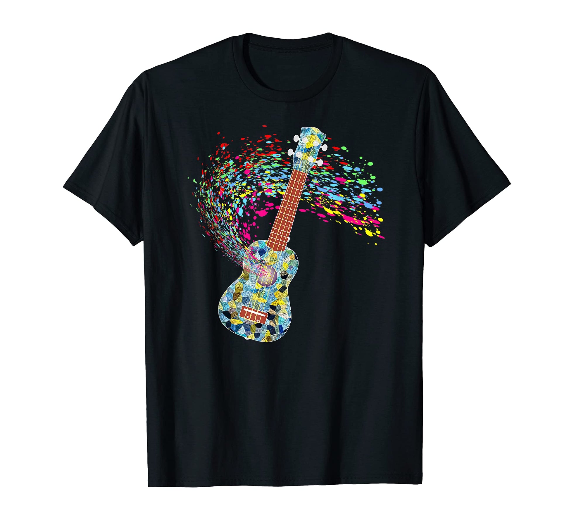 Colourful Ukulele Guitar Instrument T-Shirt - Minimalist Print Men Women - T-Shirt, Sweatshirt, Hoodie
