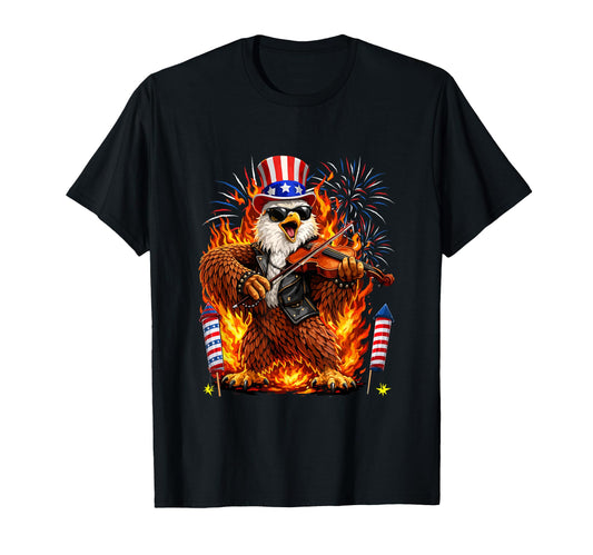 4Th July Eagle Playing Violin T-Shirt - Casual Everyday Wear for Adults - T-Shirt, Sweatshirt, Hoodie