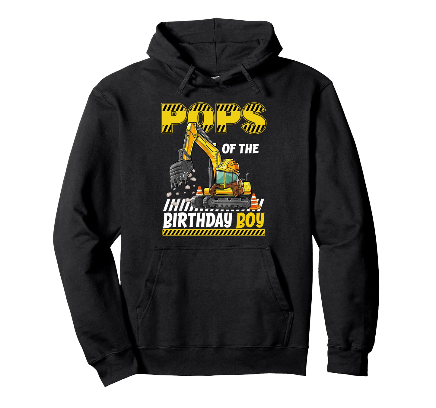 Pops Birthday Construction Worker Birthday Hoodie - Trendy Graphic Unisex - T-Shirt, Sweatshirt, Hoodie