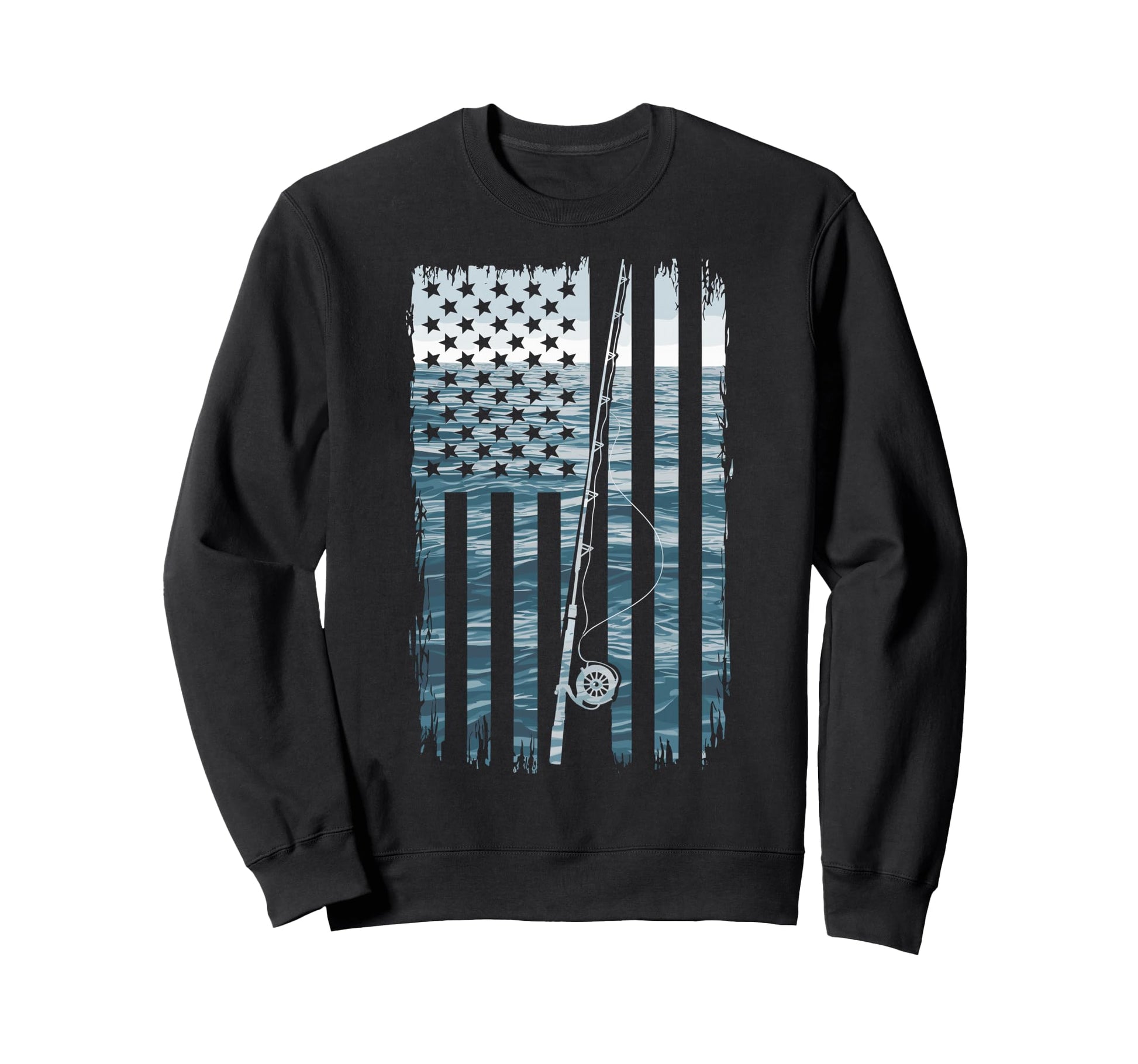 Us American Flag Fishing Lover Fish Sweatshirt - Custom Art Print Unisex - T-Shirt, Sweatshirt, Hoodie
