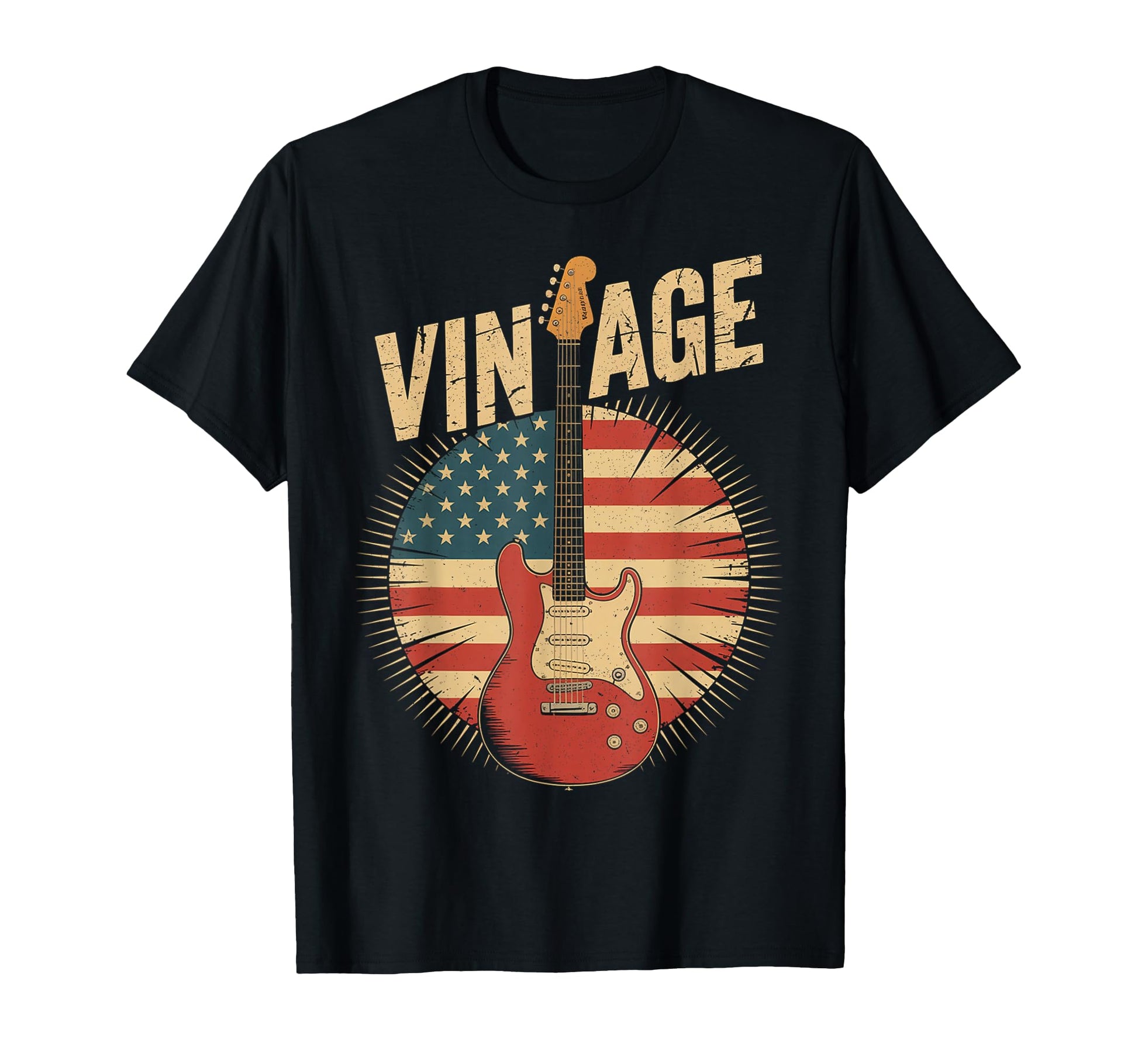 American Flag Guitar Player Guitarist T-Shirt - Minimalist Print for Adults - T-Shirt, Sweatshirt, Hoodie