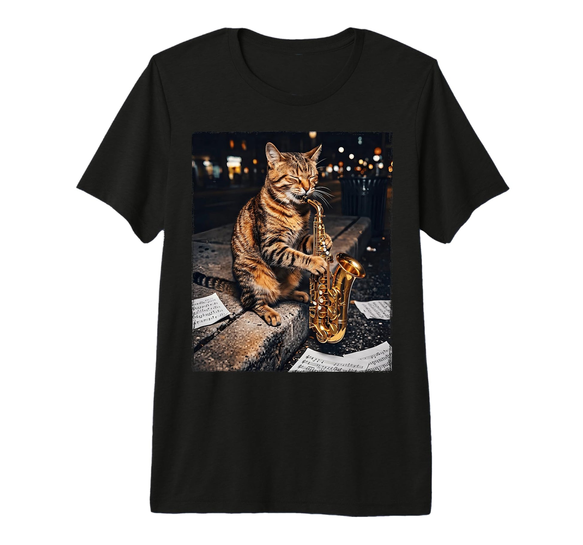 Cat Playing Saxophone Music Saxophonist T-Shirt - Novelty Apparel Unisex - T-Shirt, Sweatshirt, Hoodie
