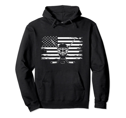 American Flag Hockey Hockey Hoodie - Custom Art Print Unisex - T-Shirt, Sweatshirt, Hoodie
