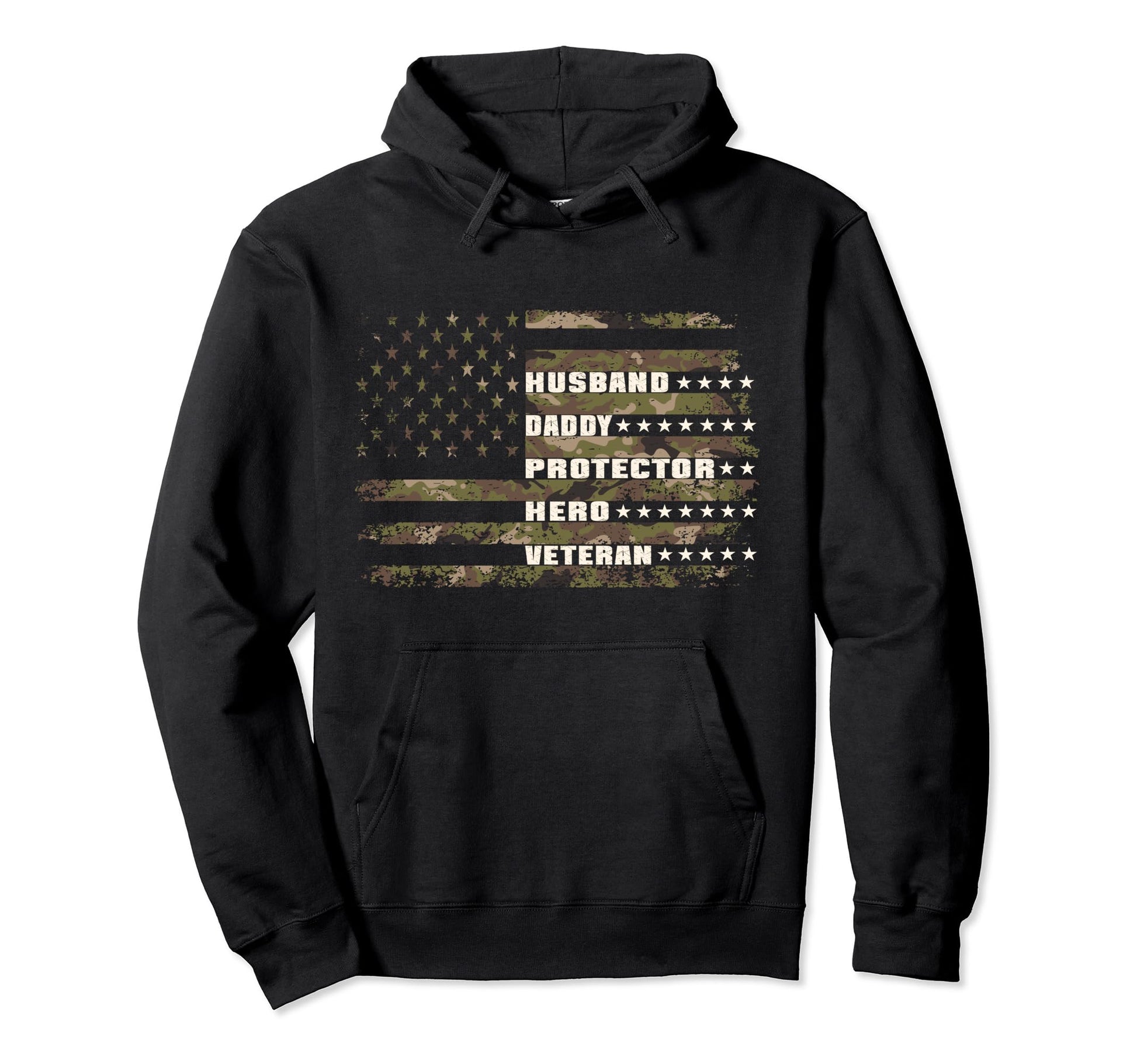 Husband Daddy Protector Hero Veteran Hoodie - Novelty Apparel for Adults - T-Shirt, Sweatshirt, Hoodie