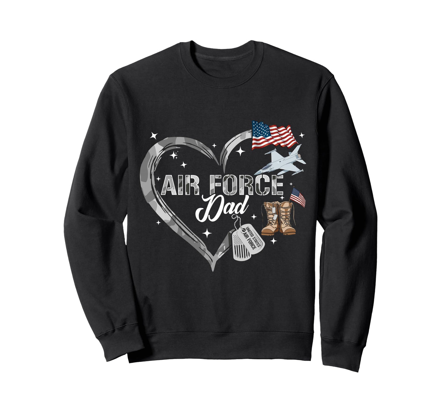Proud Air Force Dad Us Camo Heart Sweatshirt - Custom Art Print Unisex - T-Shirt, Sweatshirt, Hoodie
