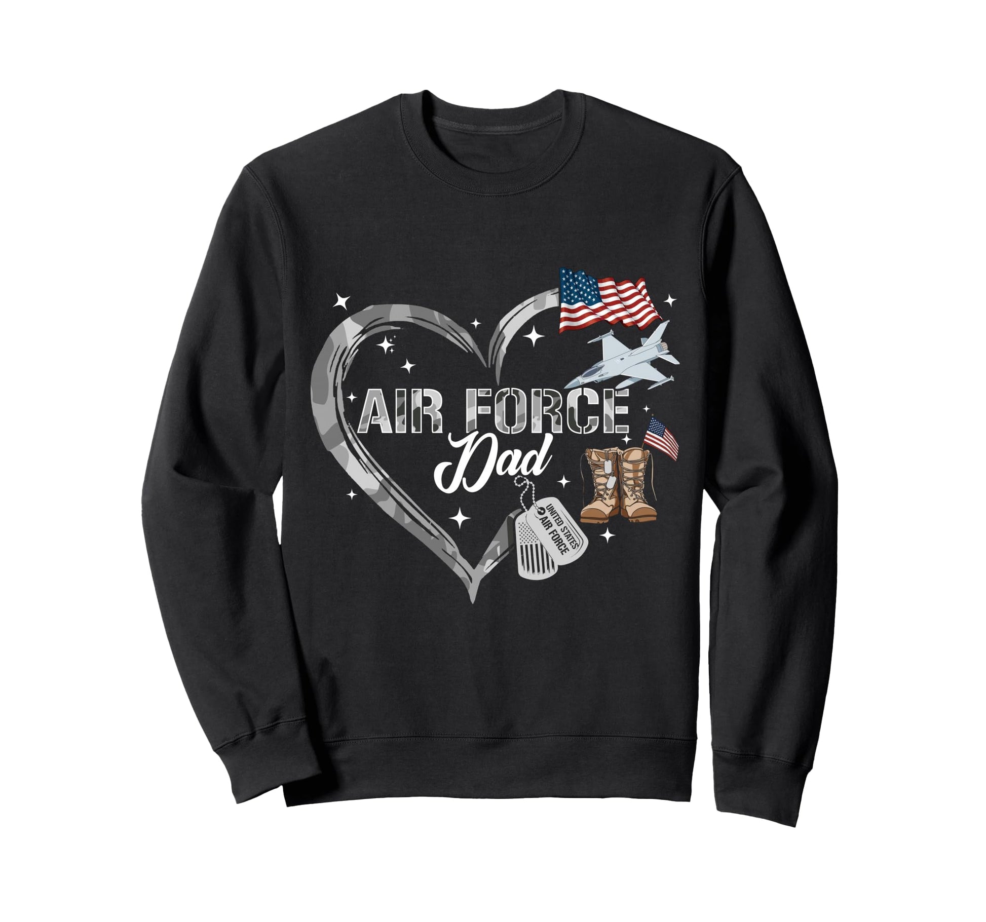 Proud Air Force Dad Us Camo Heart Sweatshirt - Custom Art Print Unisex - T-Shirt, Sweatshirt, Hoodie