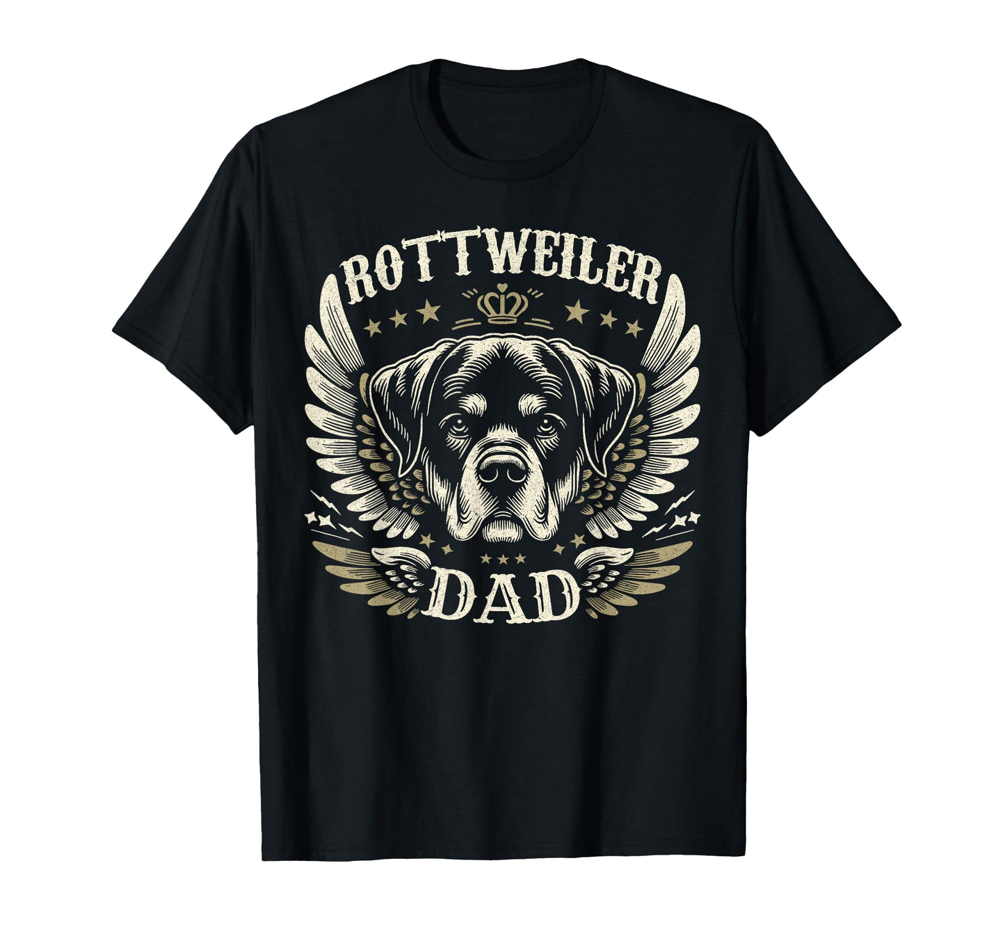 Rottweiler Dad Biker Wings Motorcycle T-Shirt - Fun Novelty Design Unisex - T-Shirt, Sweatshirt, Hoodie