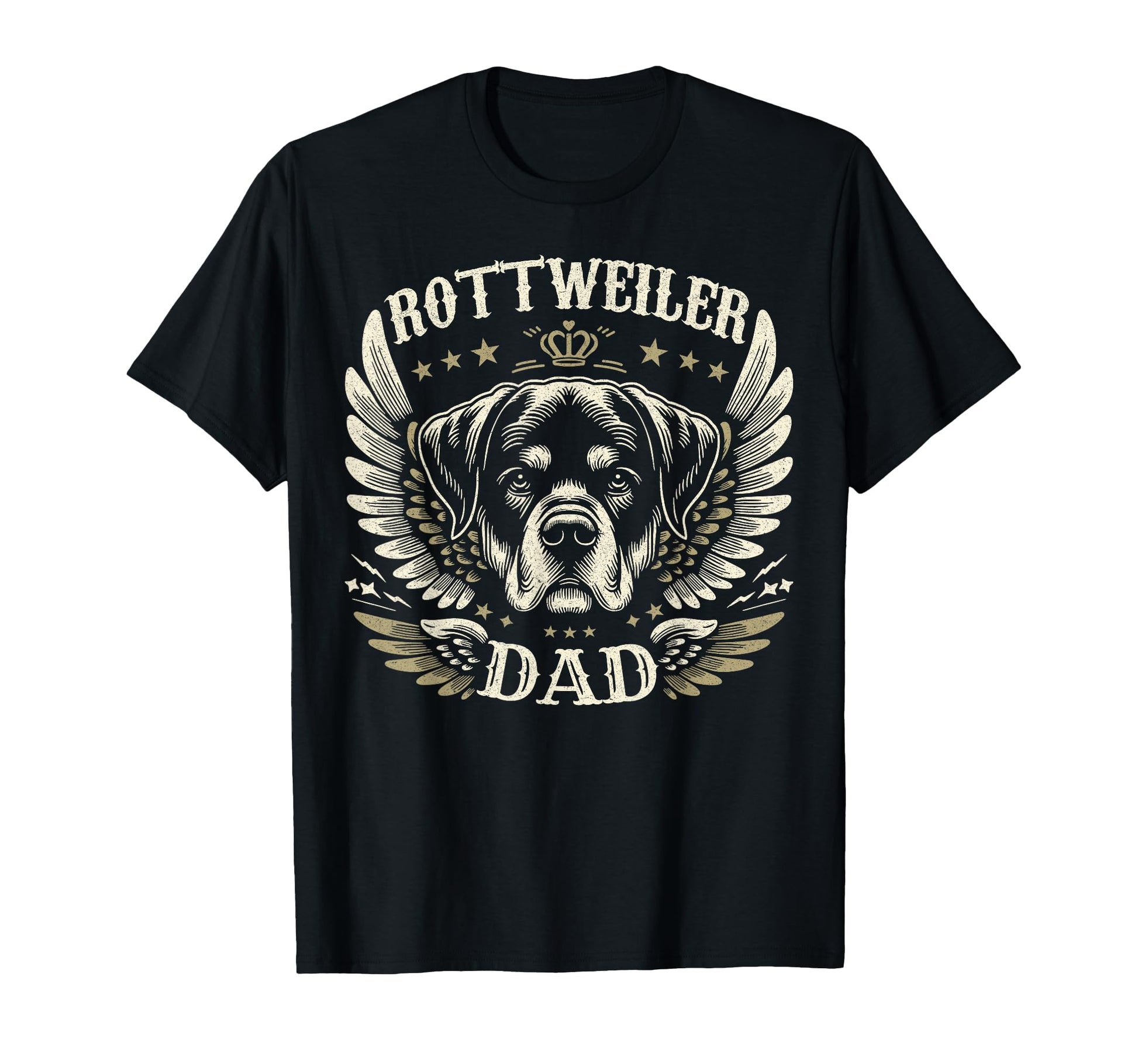 Rottweiler Dad Biker Wings Motorcycle T-Shirt - Fun Novelty Design Unisex - T-Shirt, Sweatshirt, Hoodie