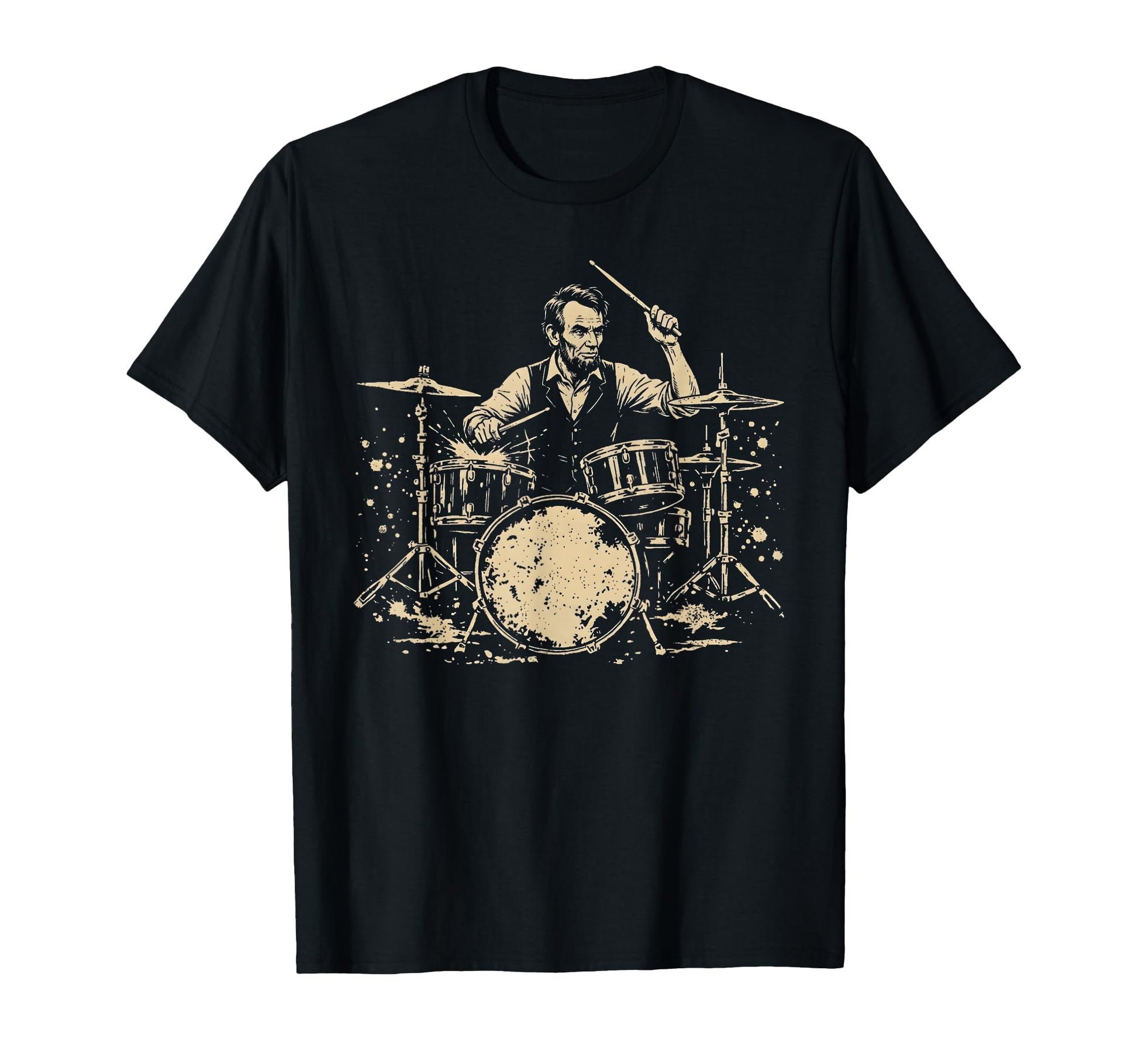 Abraham Lincoln Abe Lincoln Playing Drums T-Shirt - Graphic Print Unisex - T-Shirt, Sweatshirt, Hoodie
