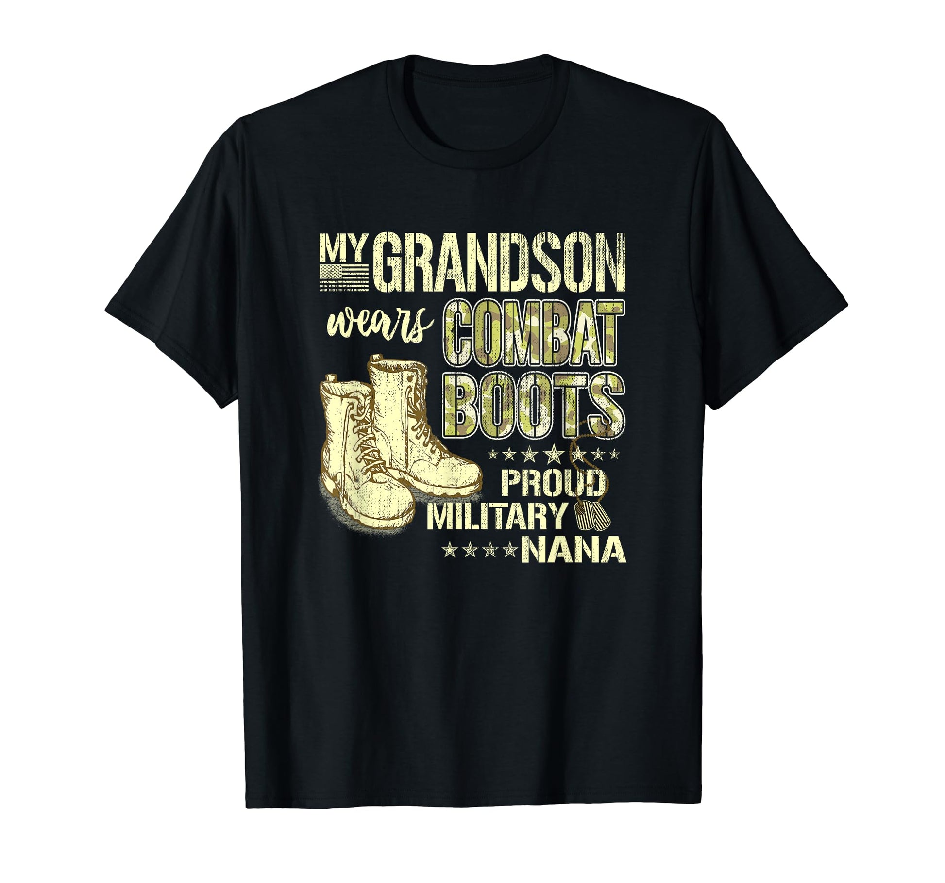 My Grandson Wears Combat Boots Proud T-Shirt - Unique Graphic Unisex - T-Shirt, Sweatshirt, Hoodie