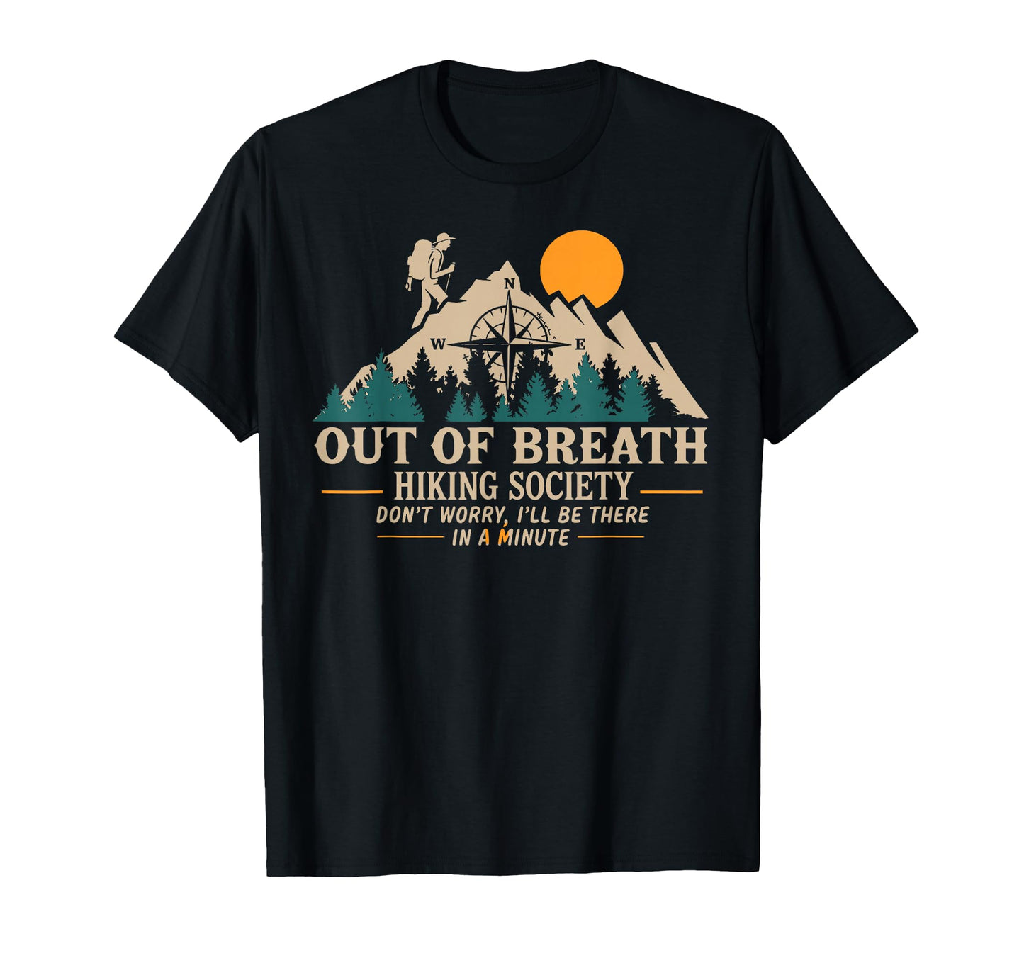 Out Breath Hiking Society Funny Hiking T-Shirt - Minimalist Print Unisex - T-Shirt, Sweatshirt, Hoodie