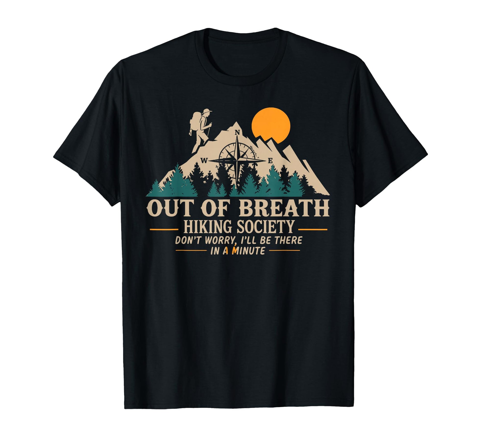 Out Breath Hiking Society Funny Hiking T-Shirt - Minimalist Print Unisex - T-Shirt, Sweatshirt, Hoodie