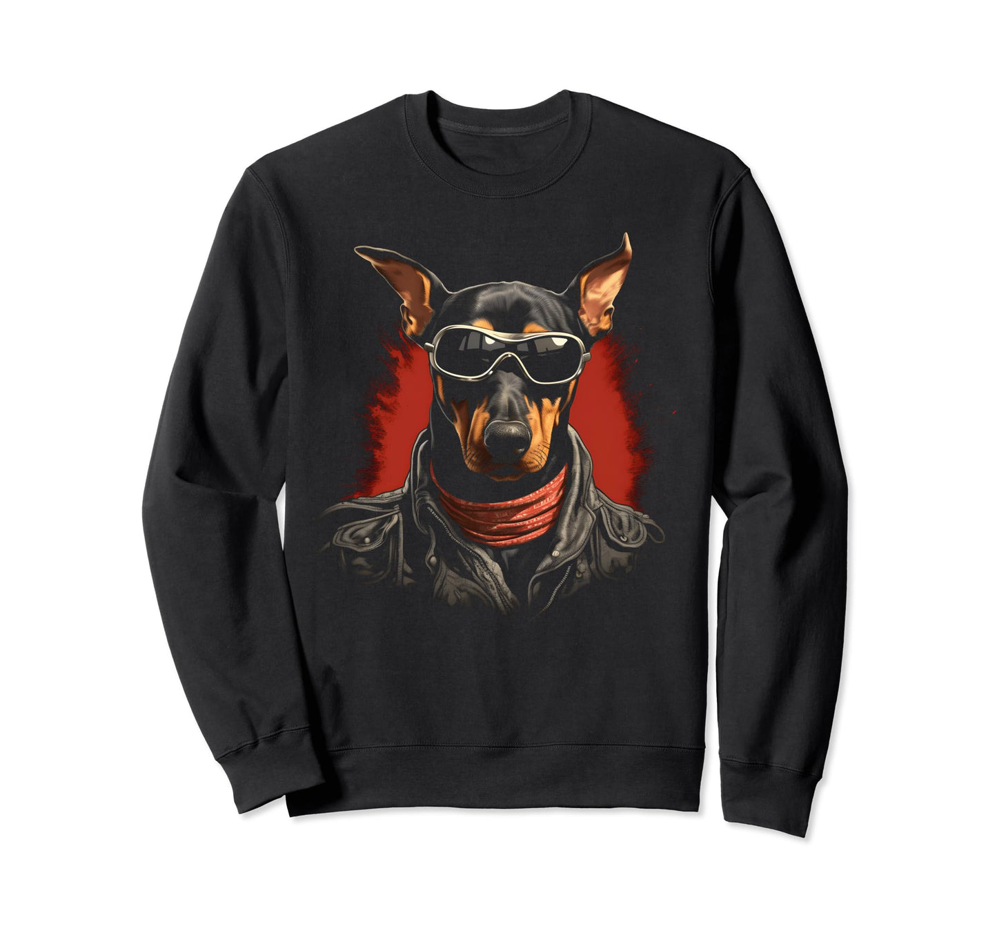 Motorcycle Dad Biker Dog Funny Doberman Sweatshirt - Graphic Print Unisex - T-Shirt, Sweatshirt, Hoodie