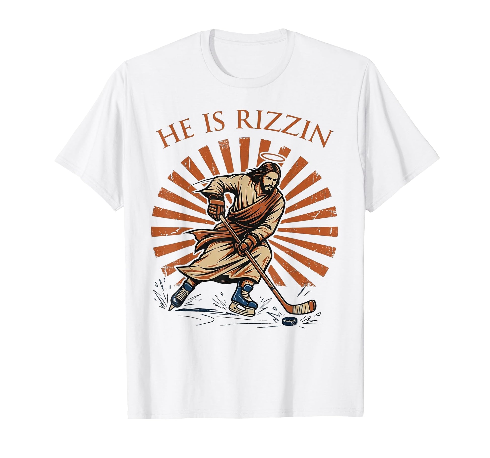 He Is Rizzin Funny Jesus Hockey T-Shirt - Custom Art Print for Adults - T-Shirt, Sweatshirt, Hoodie