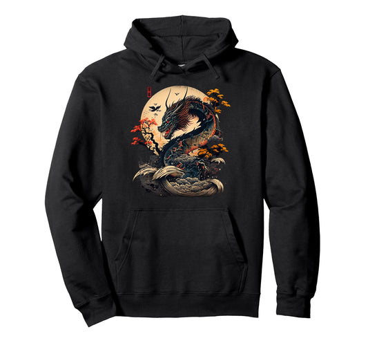 Asian Dragon Pop Cult Hoodie - Aesthetic Graphic for Adults - T-Shirt, Sweatshirt, Hoodie
