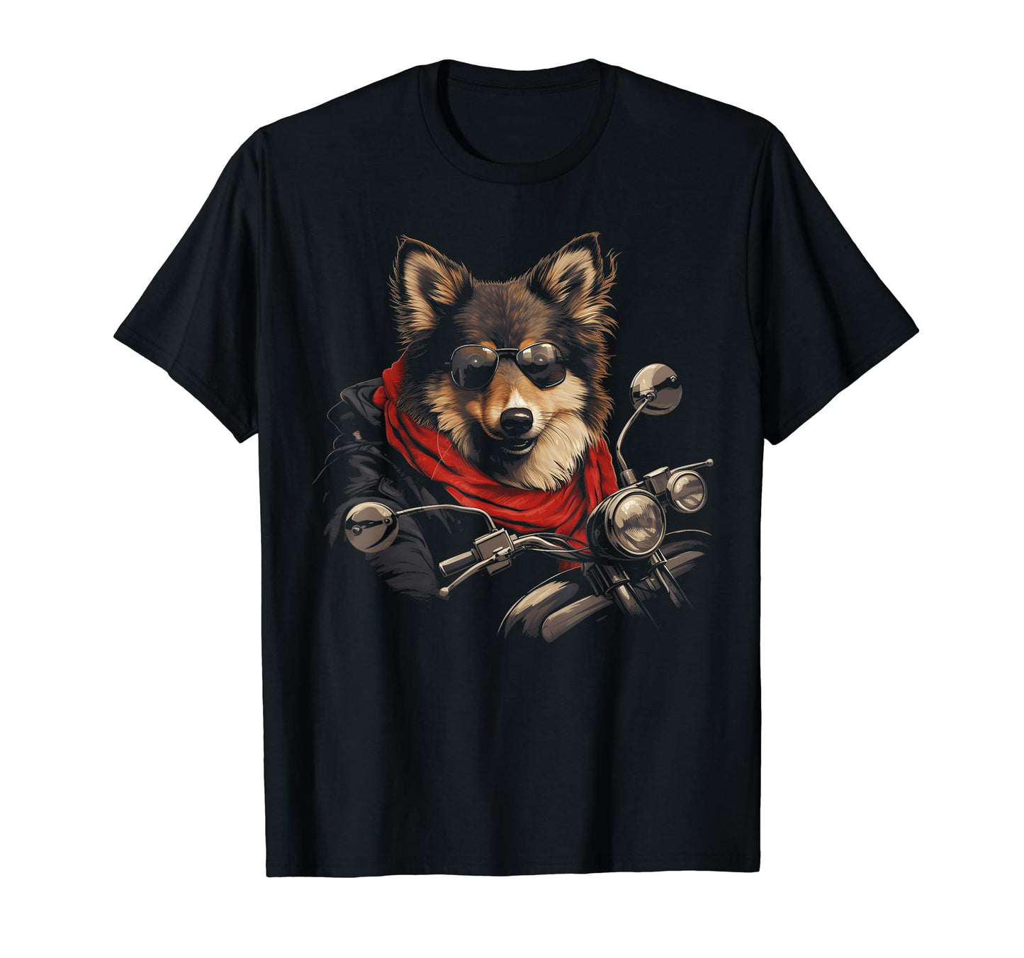 Motorcycle Dad Biker Dog Shetland T-Shirt - Fun Novelty Design Men Women - T-Shirt, Sweatshirt, Hoodie