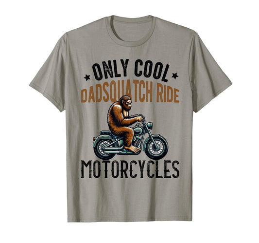 Bigfoot Motorcycle Dadsquatch Dad T-Shirt - Aesthetic Graphic Men Women - T-Shirt, Sweatshirt, Hoodie