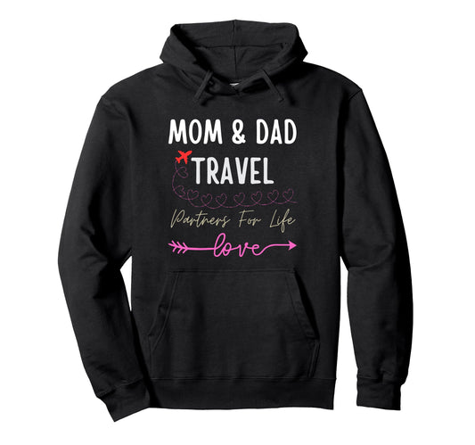 Anniversary Mom And Dad Travel Hoodie - Minimalist Print for Adults - T-Shirt, Sweatshirt, Hoodie