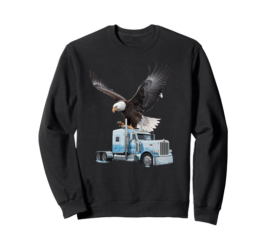 American Flag Trucker Dad Big Sweatshirt - Casual Everyday Wear Men Women - T-Shirt, Sweatshirt, Hoodie