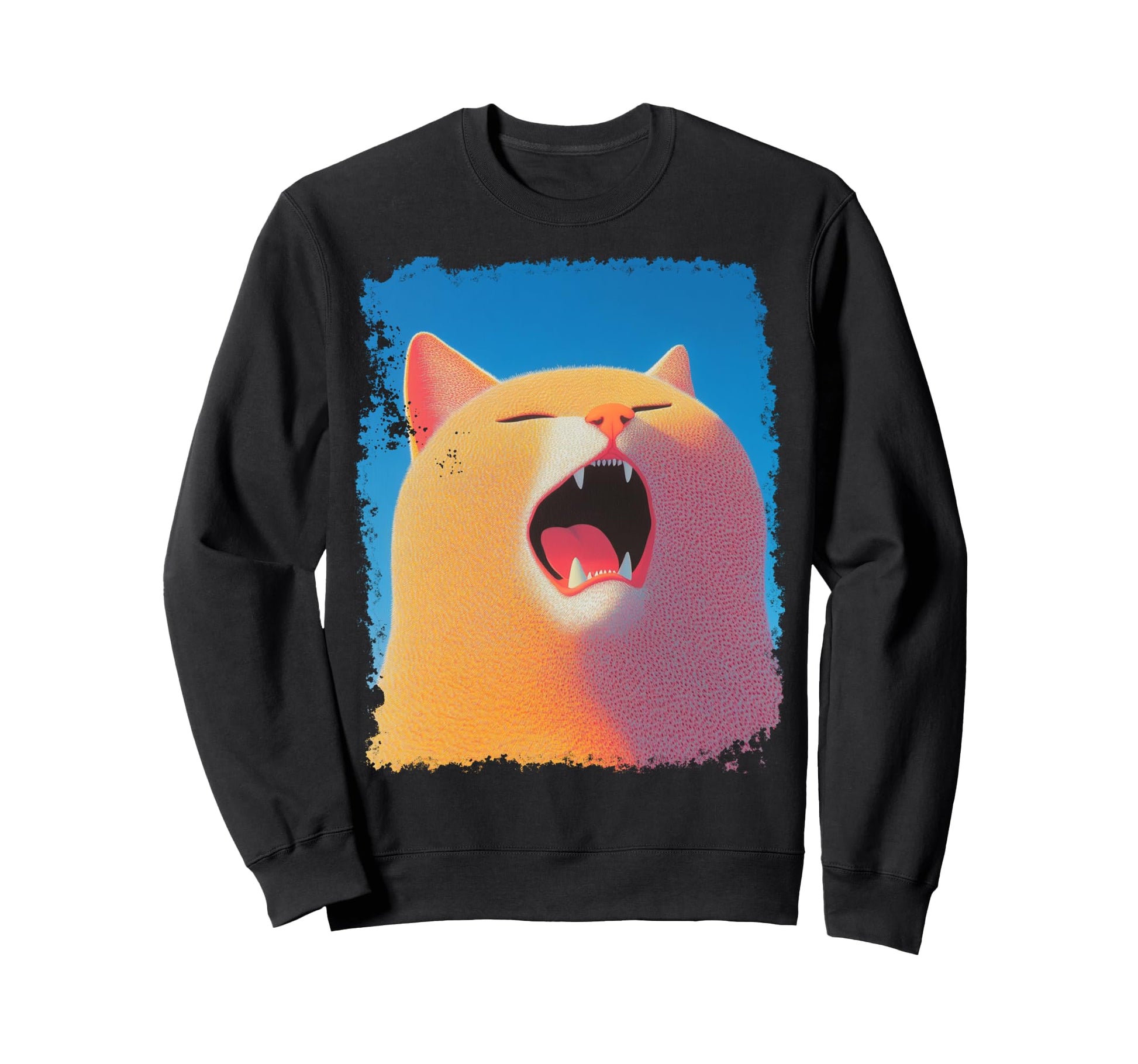 Pop Art Screaming Meowing Ginger Orange Sweatshirt - Graphic Print Unisex - T-Shirt, Sweatshirt, Hoodie