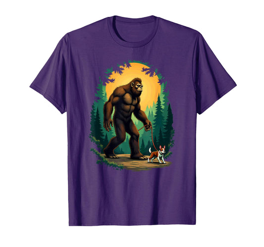 Camping Hiking Bigfoot Walking Boston T-Shirt - Custom Art Print Men Women - T-Shirt, Sweatshirt, Hoodie