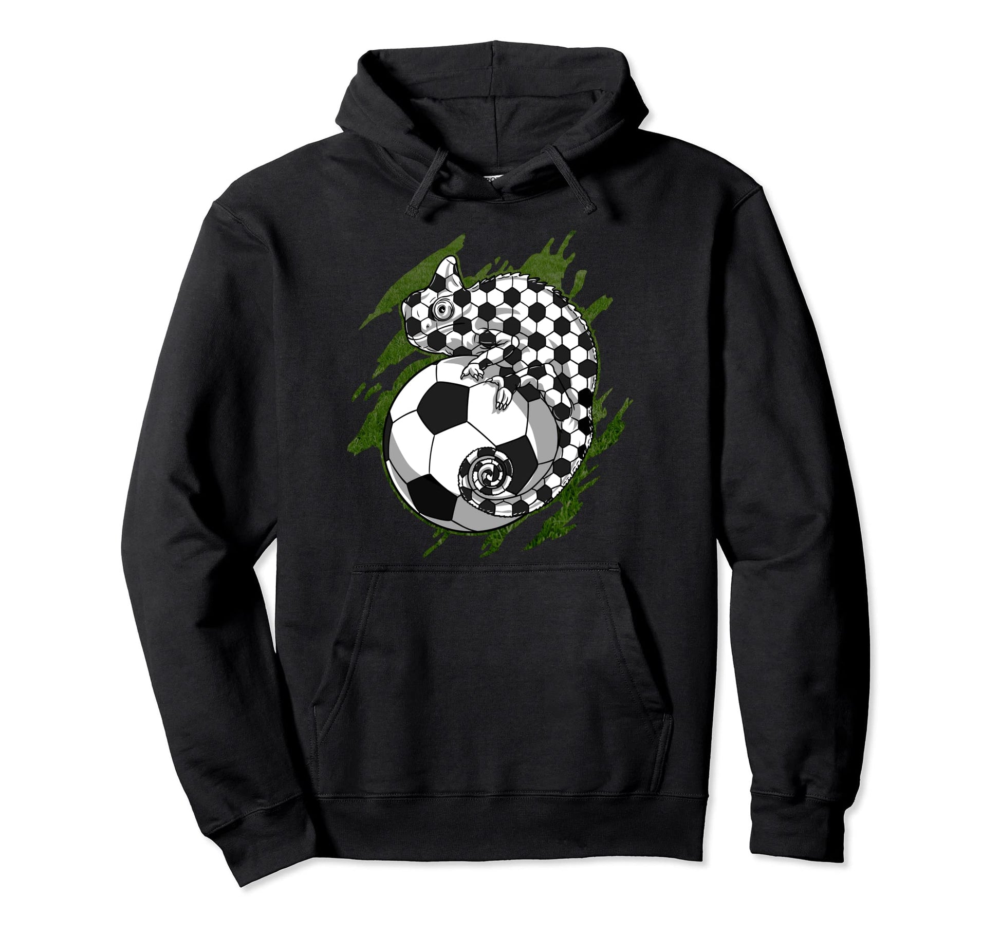 Chameleon Soccer Player Ball Dad Joke Hoodie - Trendy Graphic for Adults - T-Shirt, Sweatshirt, Hoodie
