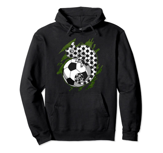 Chameleon Soccer Player Ball Dad Joke Hoodie - Trendy Graphic for Adults - T-Shirt, Sweatshirt, Hoodie