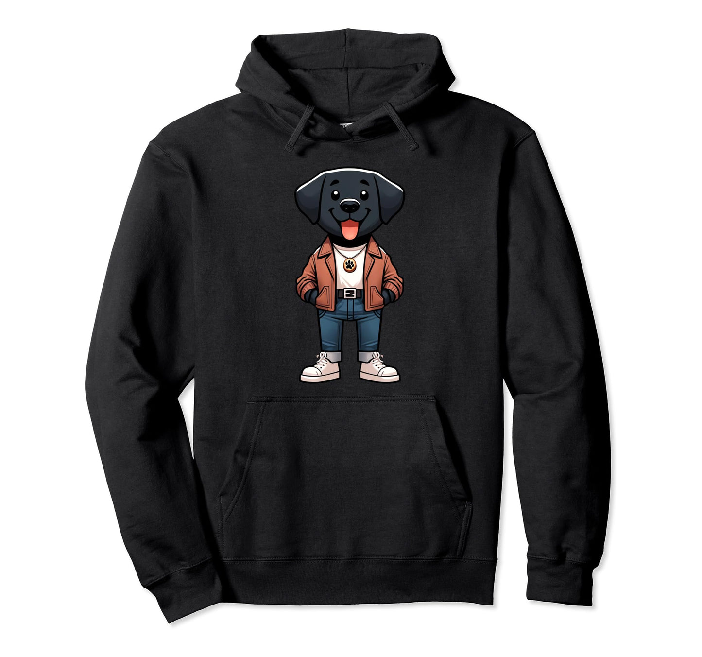 Black Labrador Dog Jacket Outfit Dog Mom Hoodie - Custom Art Print Unisex - T-Shirt, Sweatshirt, Hoodie