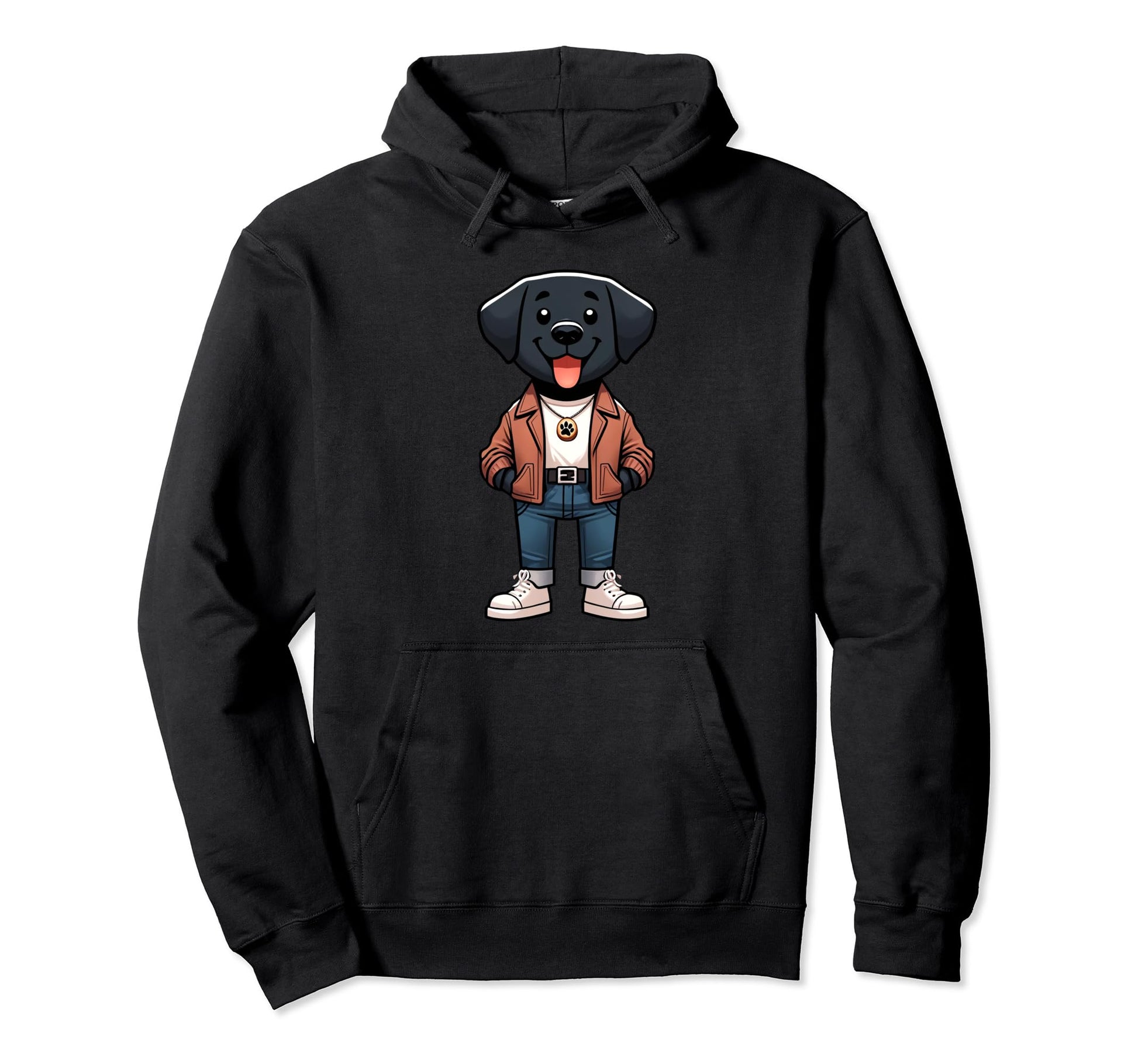 Black Labrador Dog Jacket Outfit Dog Mom Hoodie - Custom Art Print Unisex - T-Shirt, Sweatshirt, Hoodie