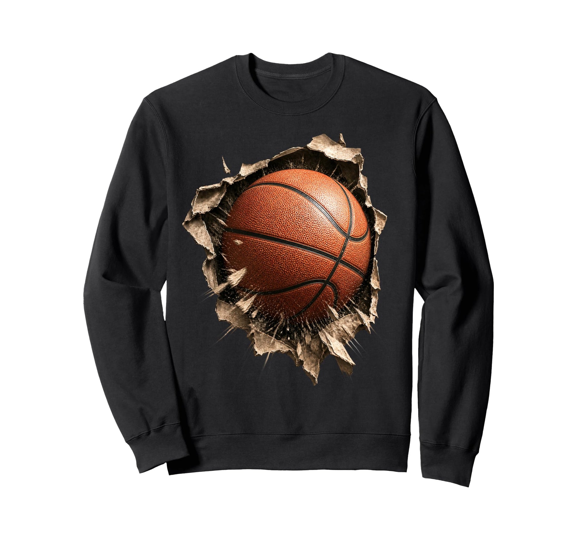 Basketball Torn Fabric Bursting 3D Sweatshirt - Unique Graphic for Adults - T-Shirt, Sweatshirt, Hoodie