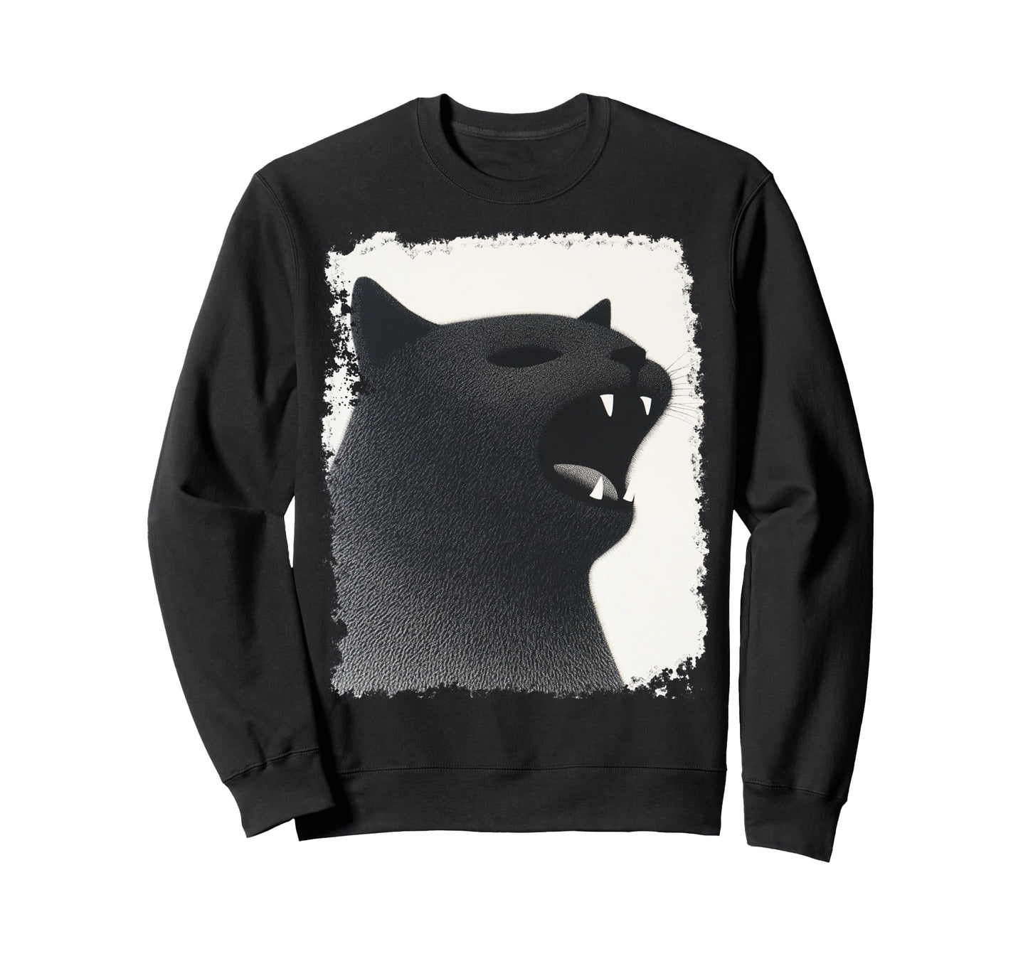Pop Art Screaming Hissing Cat Black Sweatshirt - Unique Graphic Men Women - T-Shirt, Sweatshirt, Hoodie
