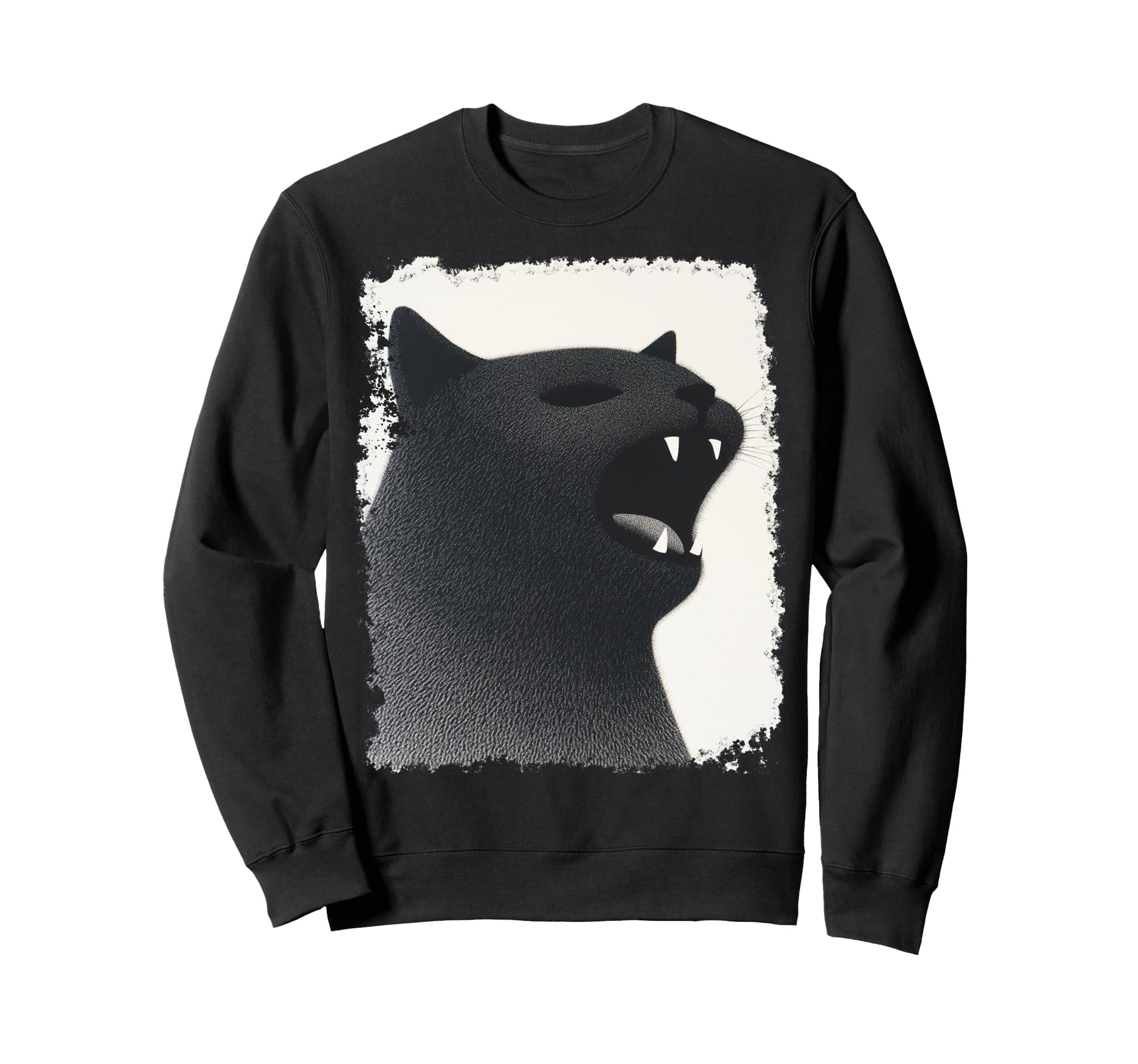 Pop Art Screaming Hissing Cat Black Sweatshirt - Unique Graphic Men Women - T-Shirt, Sweatshirt, Hoodie