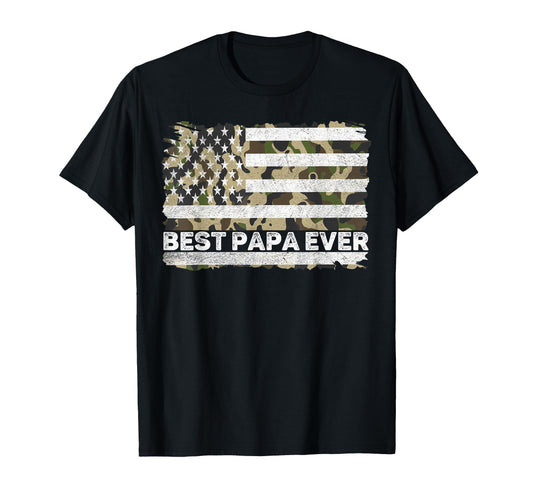Best Papa Ever Grandpa Camo American T-Shirt - Custom Art Print Unisex - T-Shirt, Sweatshirt, Hoodie