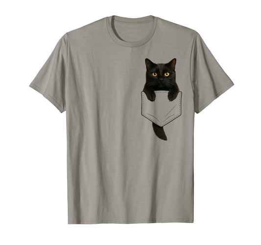 Black Cat Pocket Funny Gifts Cat Mom T-Shirt - Novelty Apparel for Adults - T-Shirt, Sweatshirt, Hoodie