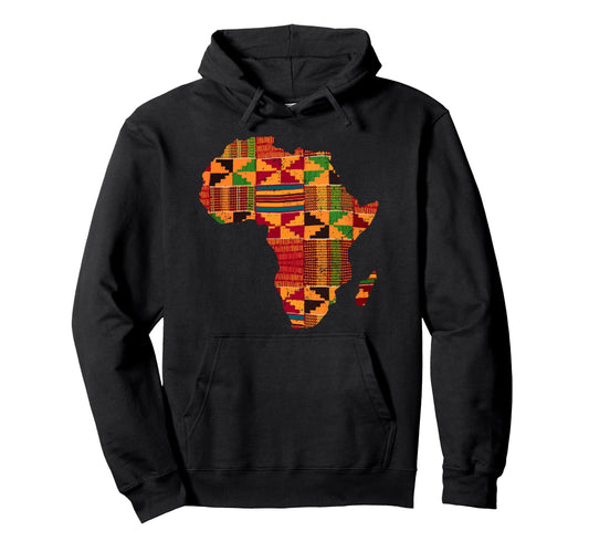 Africa Map Kente Cloth Gift African Hoodie - Aesthetic Graphic Men Women - T-Shirt, Sweatshirt, Hoodie