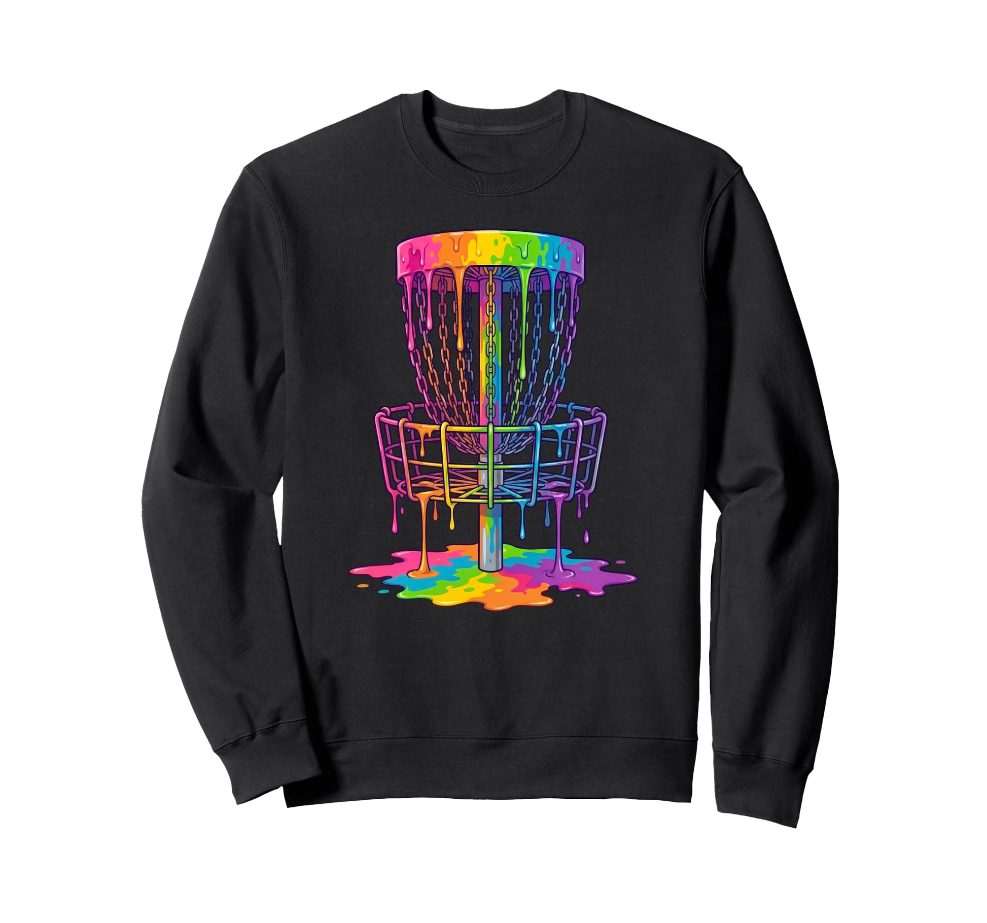 Disc Golf Basket Colorful Drip Sweatshirt - Novelty Apparel for Adults - T-Shirt, Sweatshirt, Hoodie