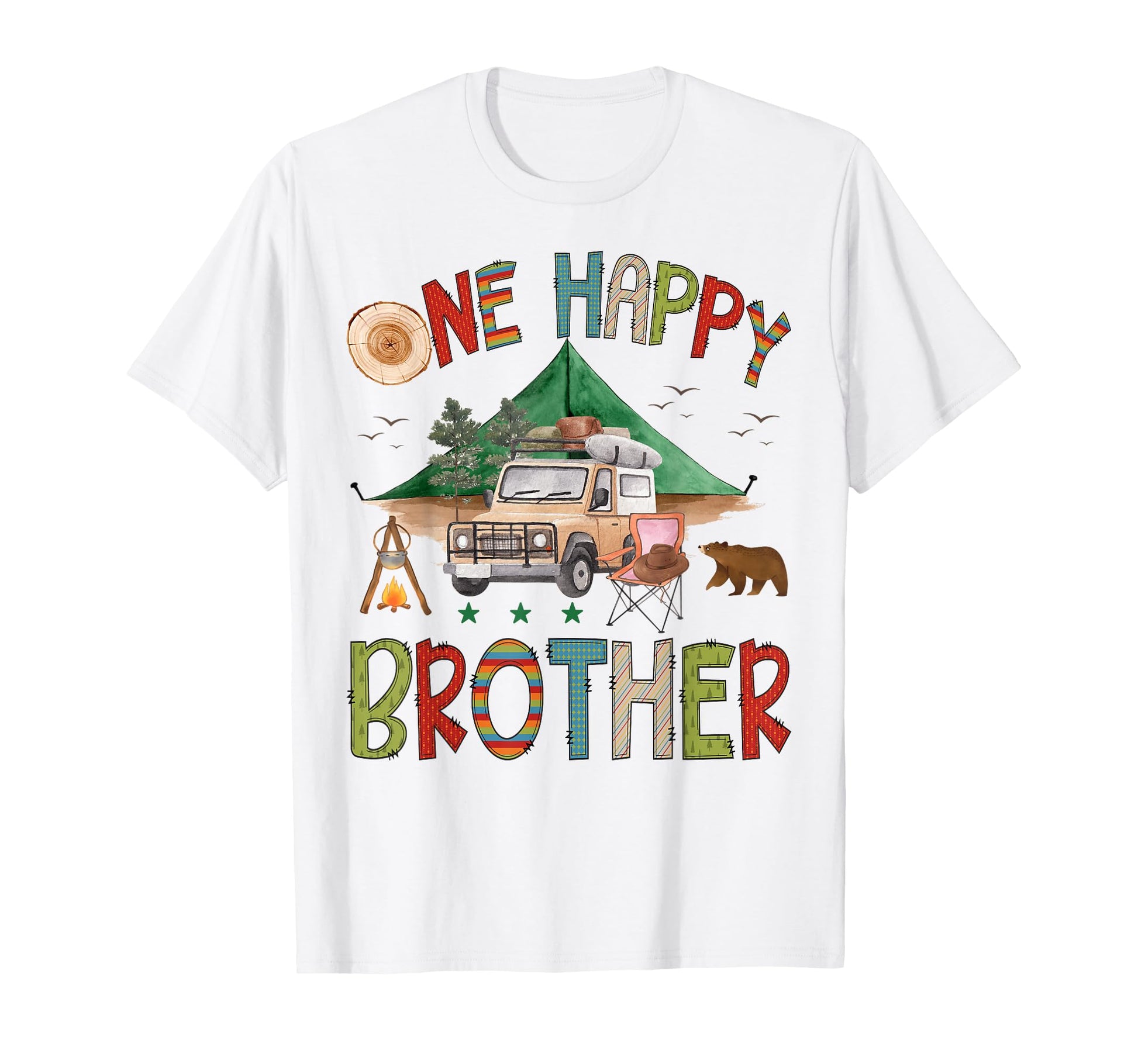 One Happy Brother Camper 1St Birthday Bear T-Shirt - Trendy Graphic Unisex - T-Shirt, Sweatshirt, Hoodie