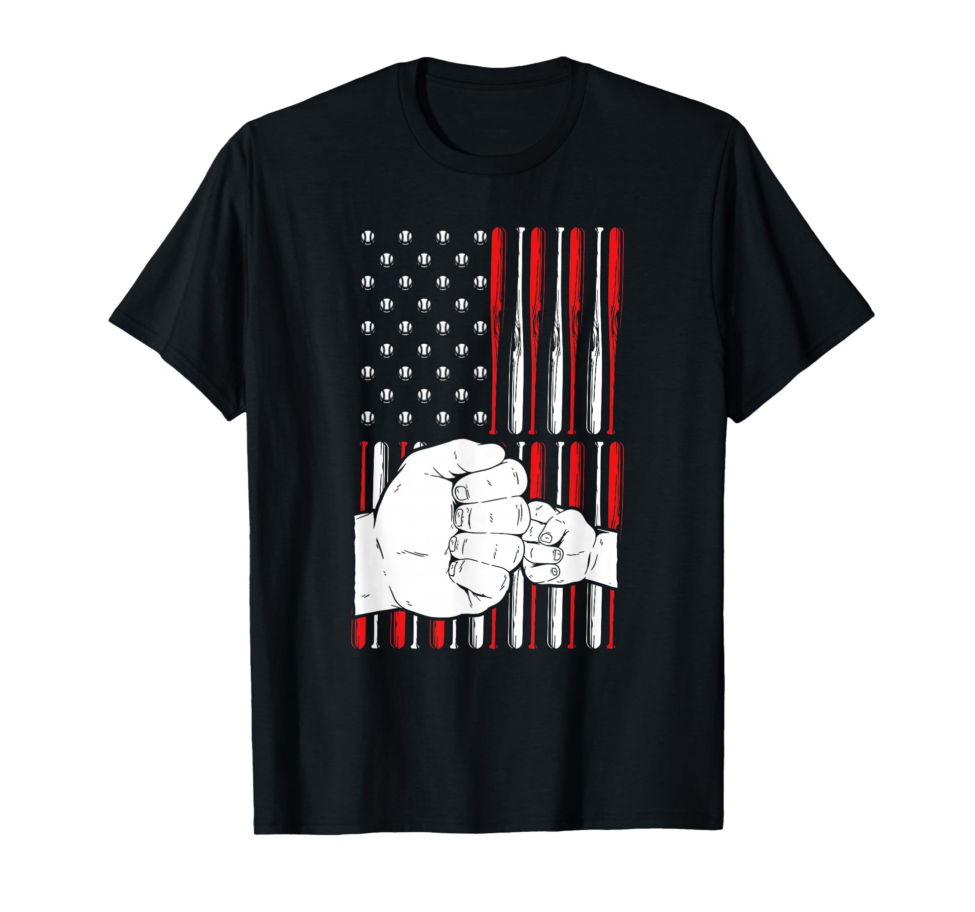 Baseball Dad And Son American Flag T-Shirt - Minimalist Print Men Women - T-Shirt, Sweatshirt, Hoodie