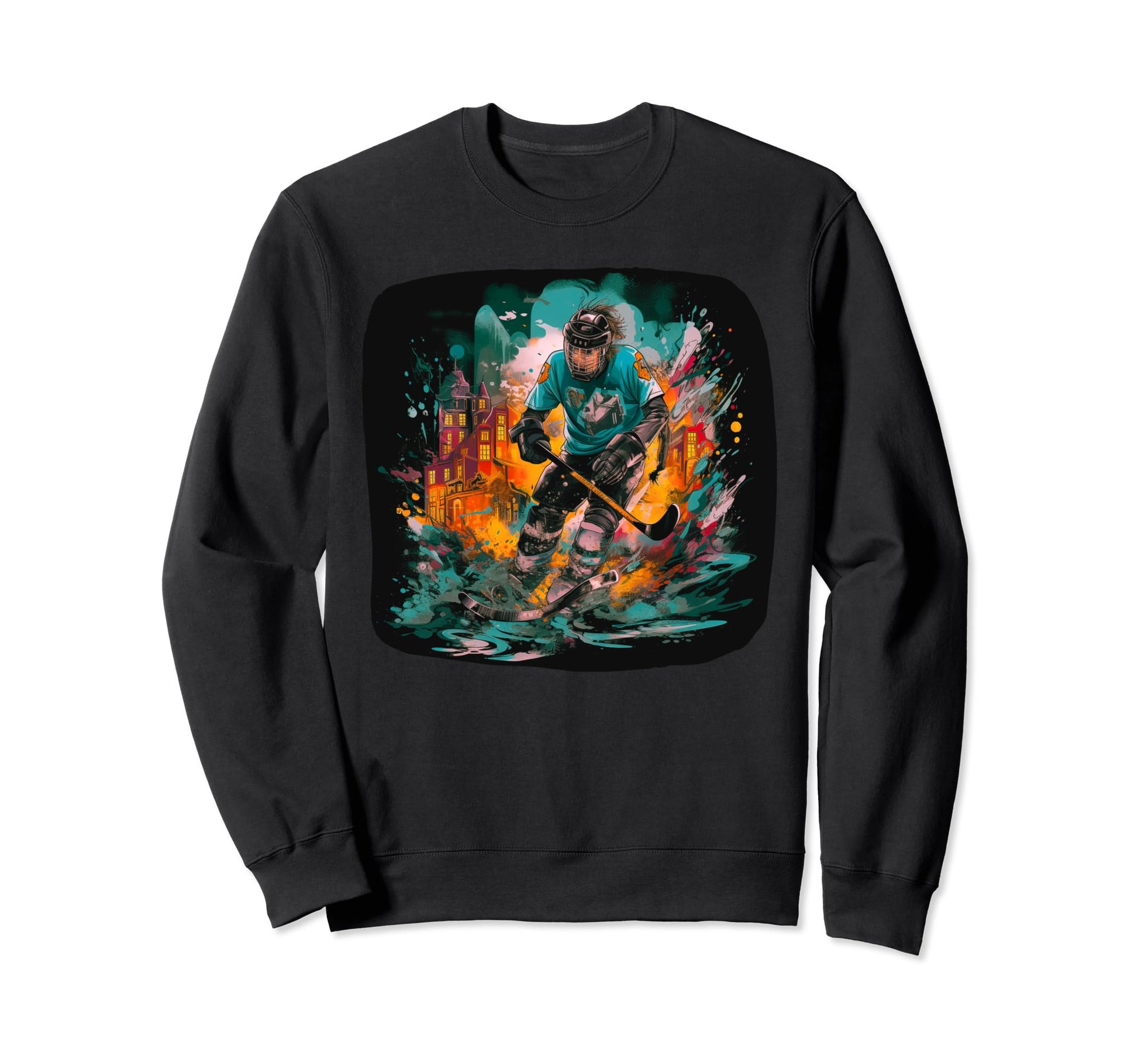 Colorful Slapshot Pop Art Hockey Sweatshirt - Aesthetic Graphic Men Women - T-Shirt, Sweatshirt, Hoodie