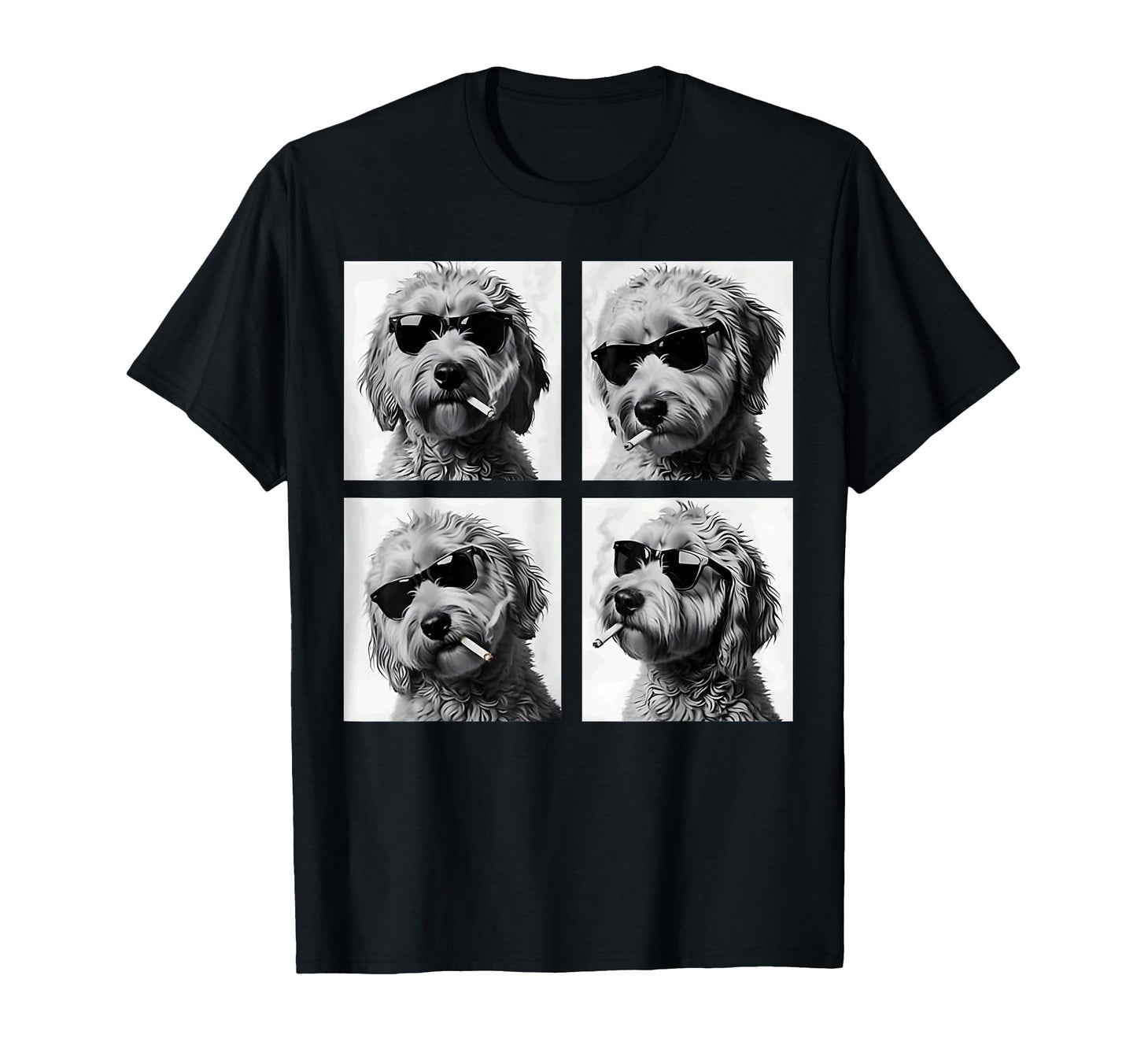 Dog Smoking Cigarette Funny Goldendoodle T-Shirt - Unique Graphic Unisex - T-Shirt, Sweatshirt, Hoodie