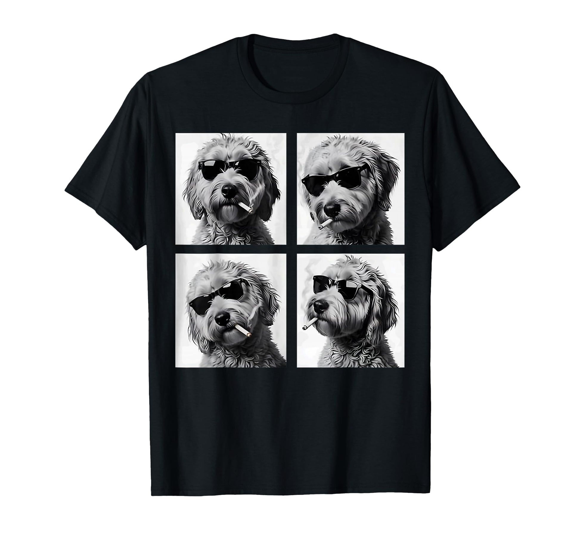 Dog Smoking Cigarette Funny Goldendoodle T-Shirt - Unique Graphic Unisex - T-Shirt, Sweatshirt, Hoodie