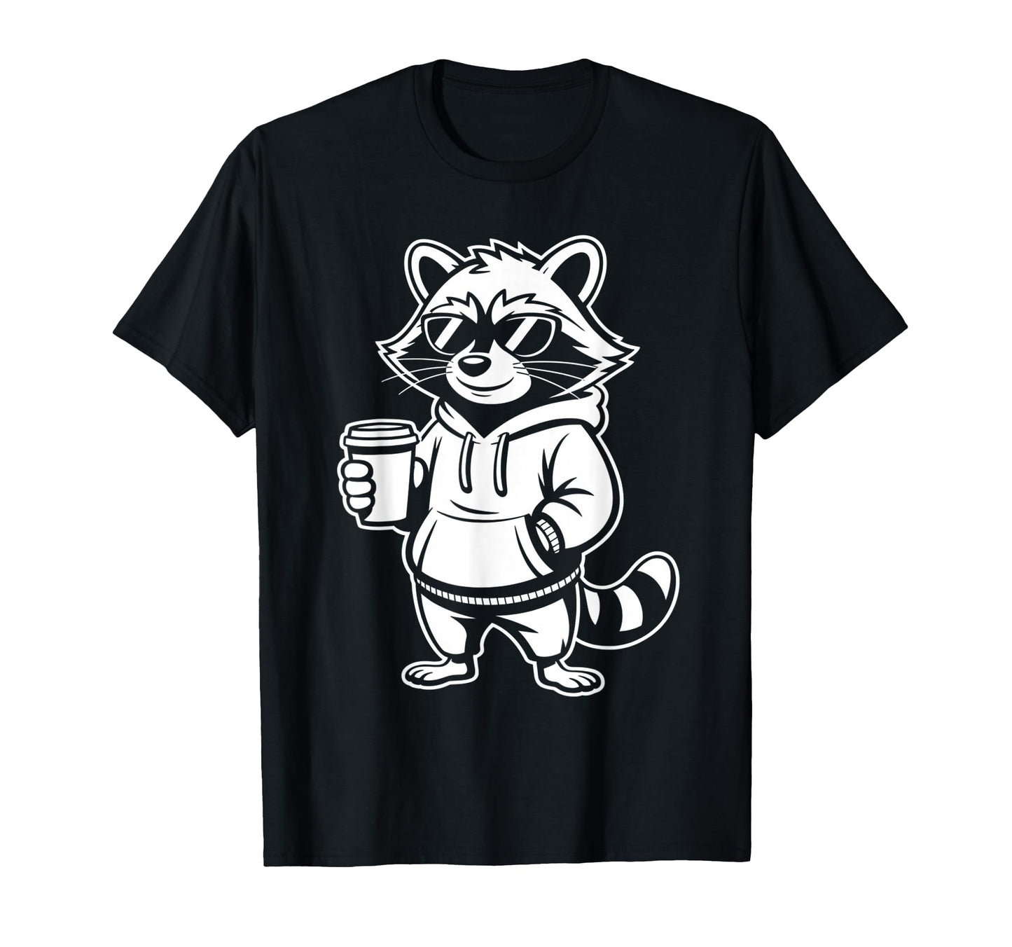 Funny Raccoon Coffee Lover Dad Mom Hoodie - Custom Art Print Unisex - T-Shirt, Sweatshirt, Hoodie