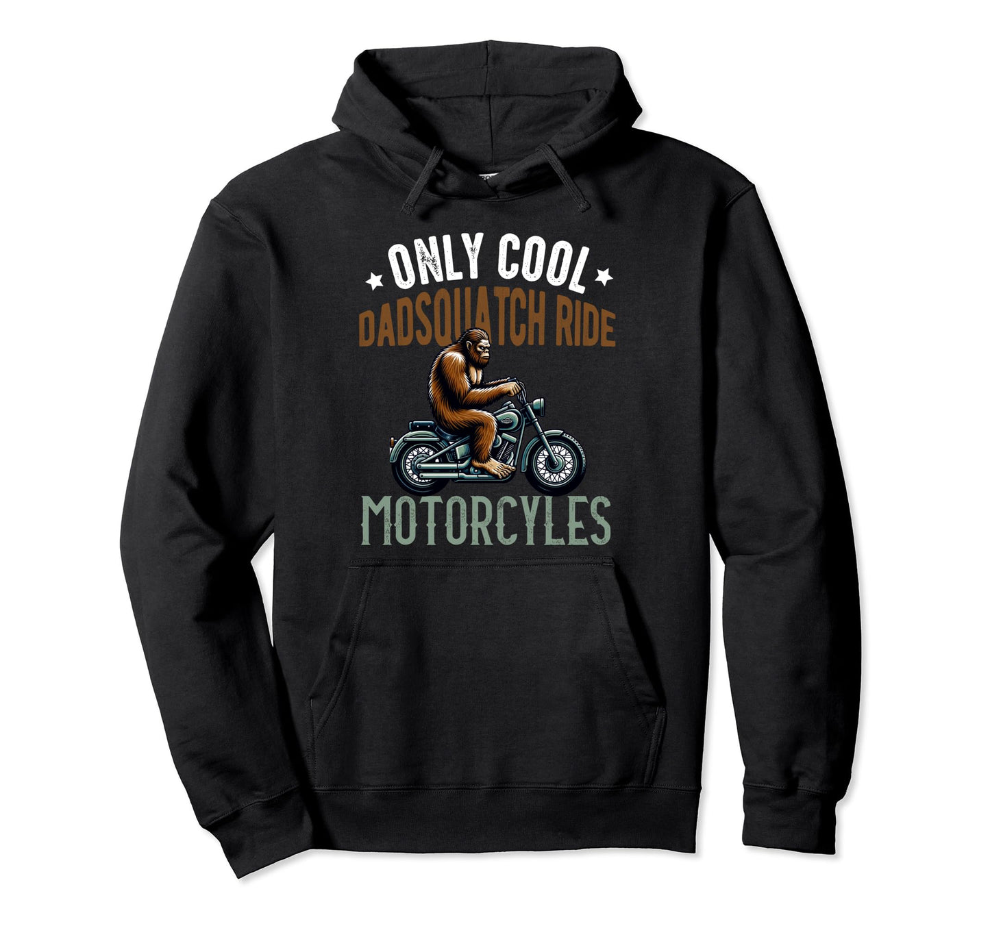 Motorcycle Bigfoot Sasquatch Dad Biker Hoodie - Unique Graphic for Adults - T-Shirt, Sweatshirt, Hoodie