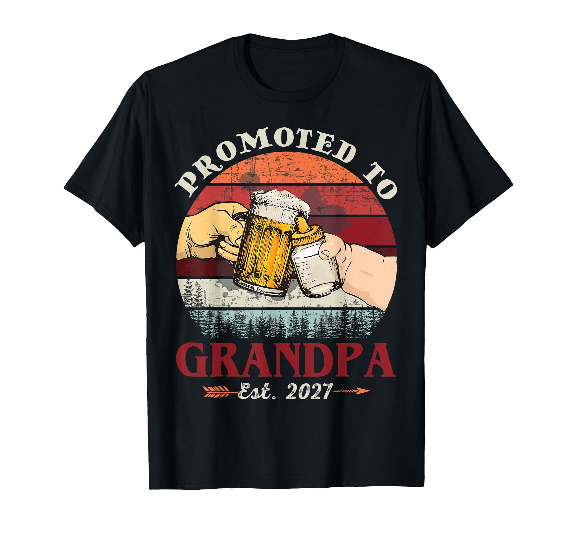 Promoted To Grandpa Est 2027 New Dad T-Shirt - Casual Everyday Wear Unisex - T-Shirt, Sweatshirt, Hoodie