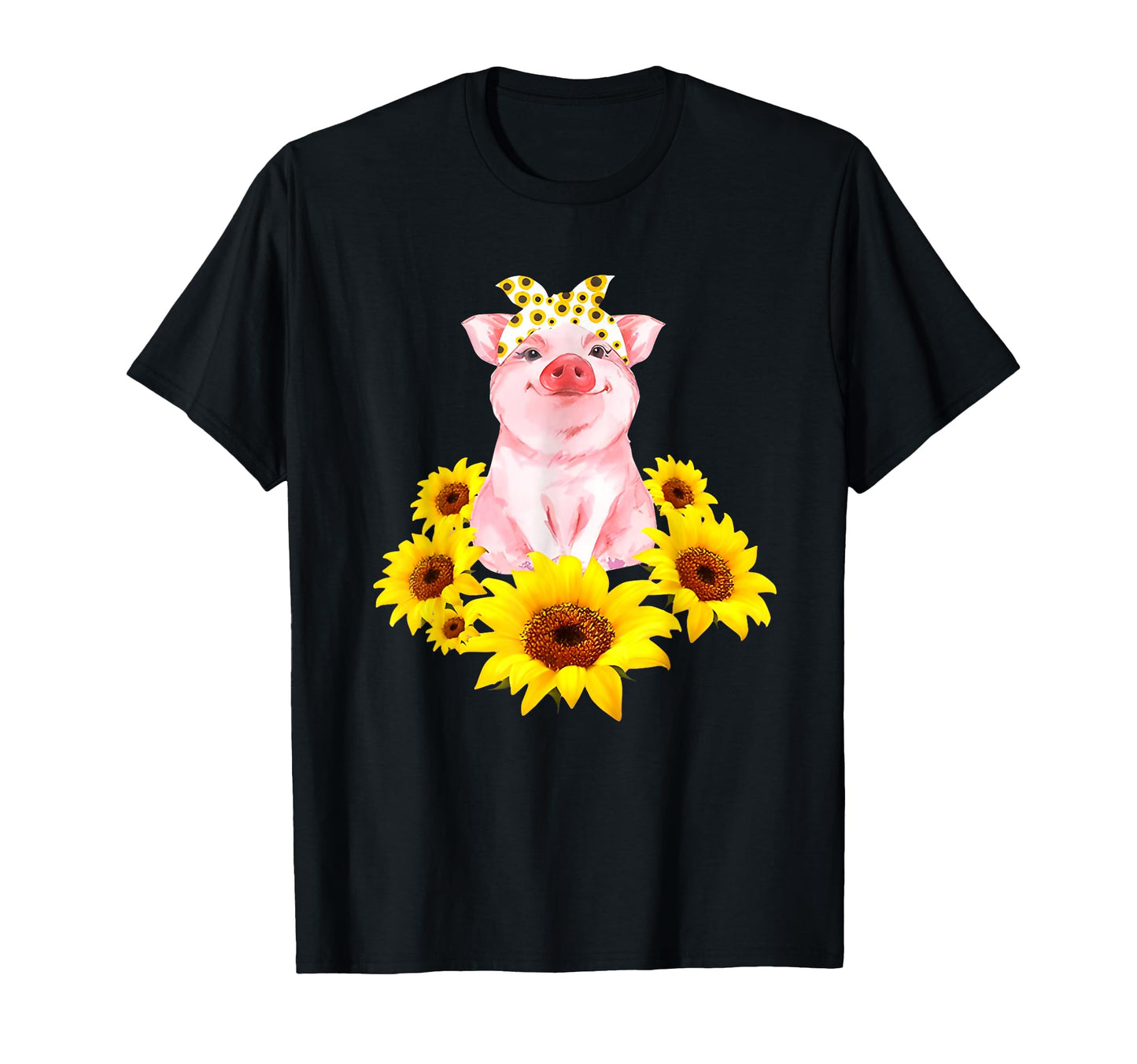 Piggy Sunflower Tiny Pig Bandana T-Shirt - Custom Art Print Men Women - T-Shirt, Sweatshirt, Hoodie