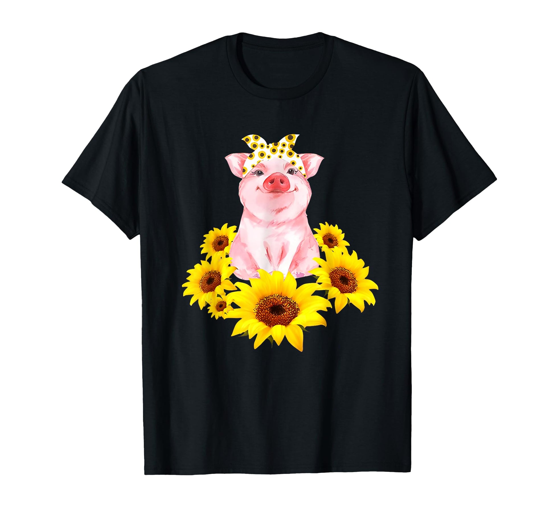 Piggy Sunflower Tiny Pig Bandana T-Shirt - Custom Art Print Men Women - T-Shirt, Sweatshirt, Hoodie